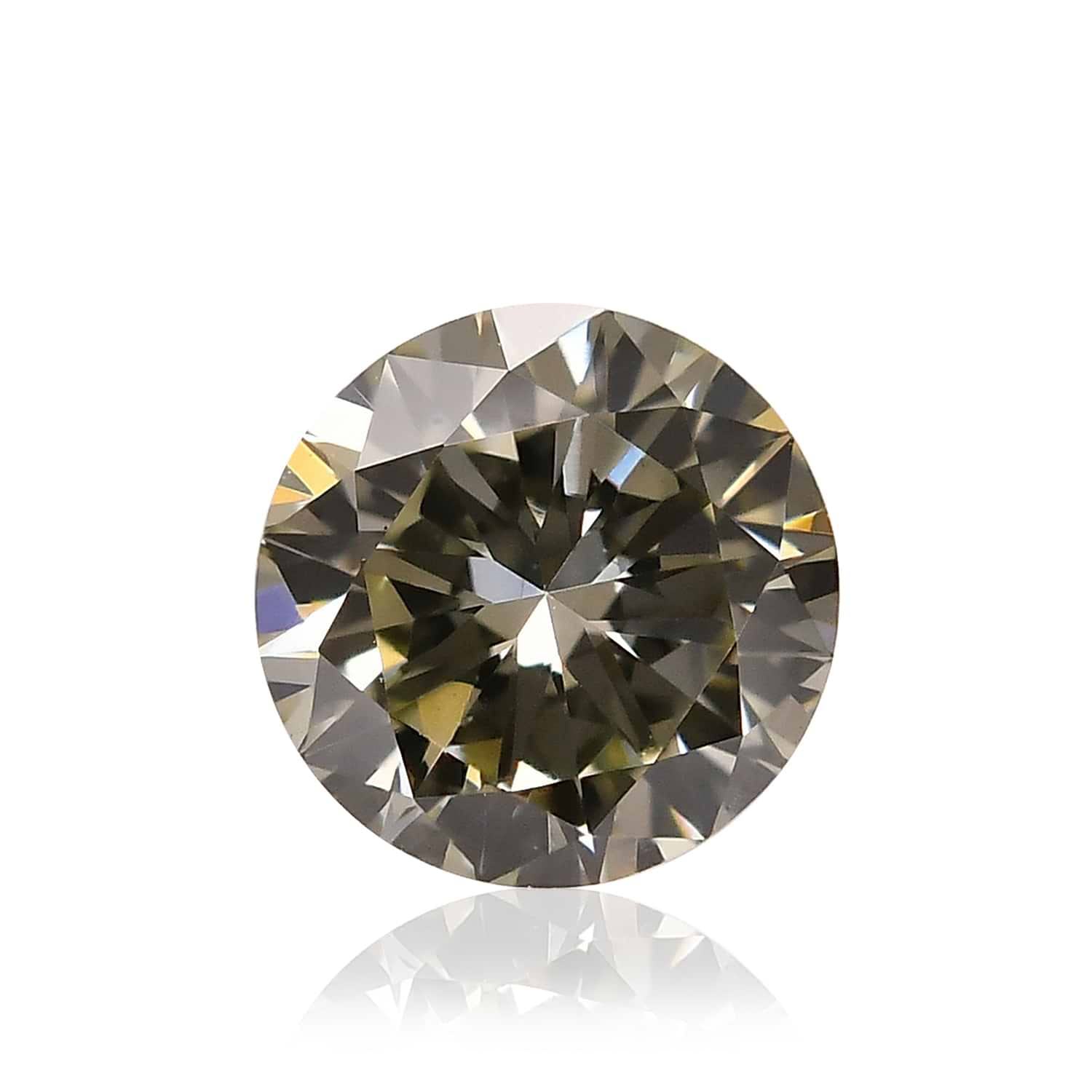 0.37 Carat Fancy Gray Greenish Yellow Round Brillant Diamond VS2 GIA