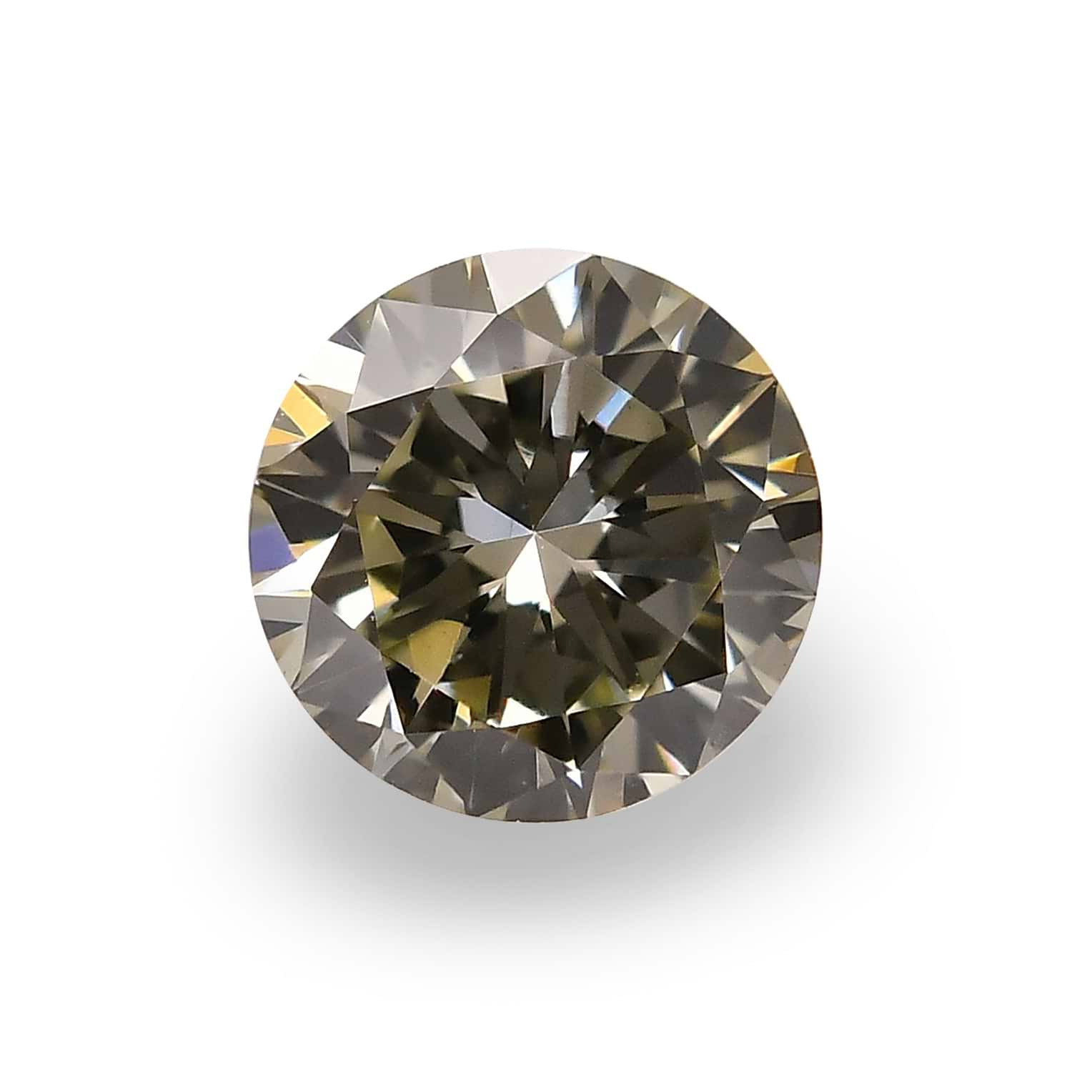 0.37 Carat Fancy Gray Greenish Yellow Round Brillant Diamond VS2 GIA