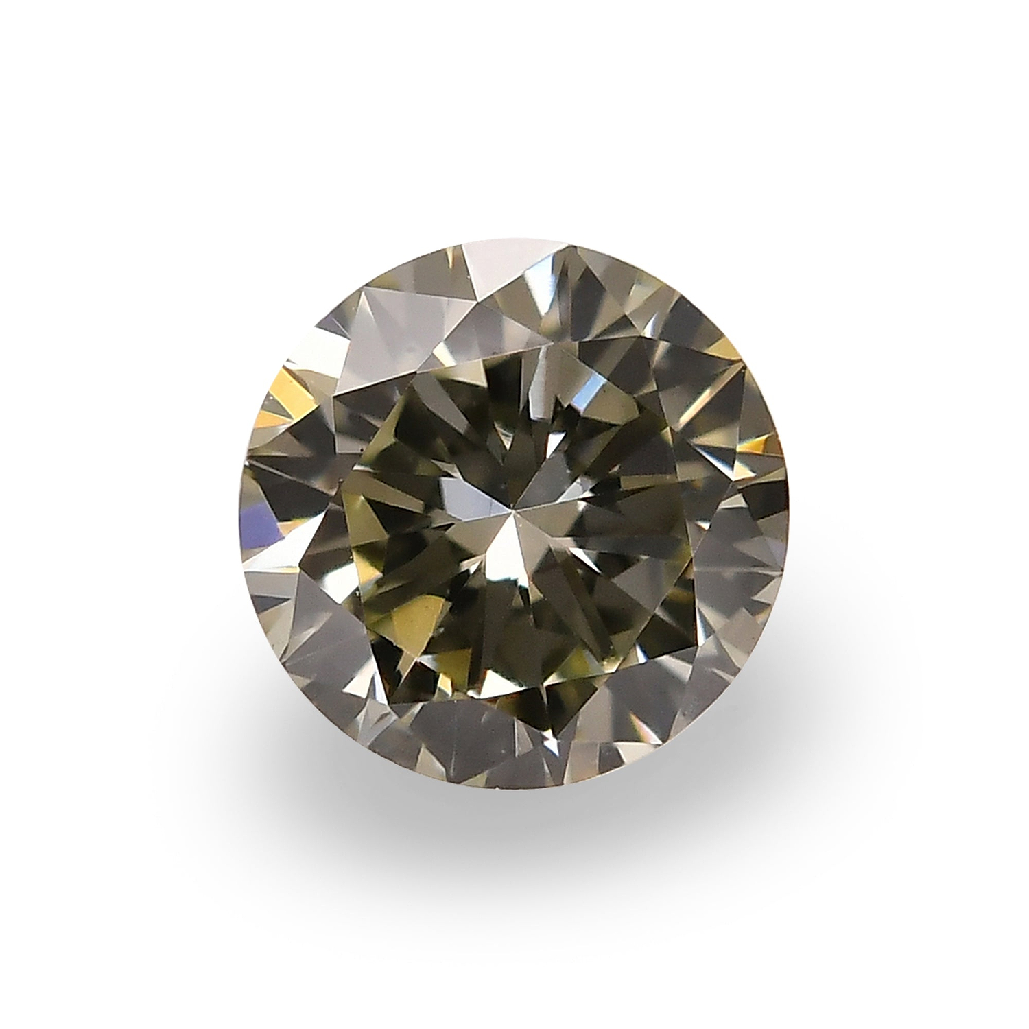 0.37 Carat Fancy Gray Greenish Yellow Round Brillant Diamond VS2 GIA