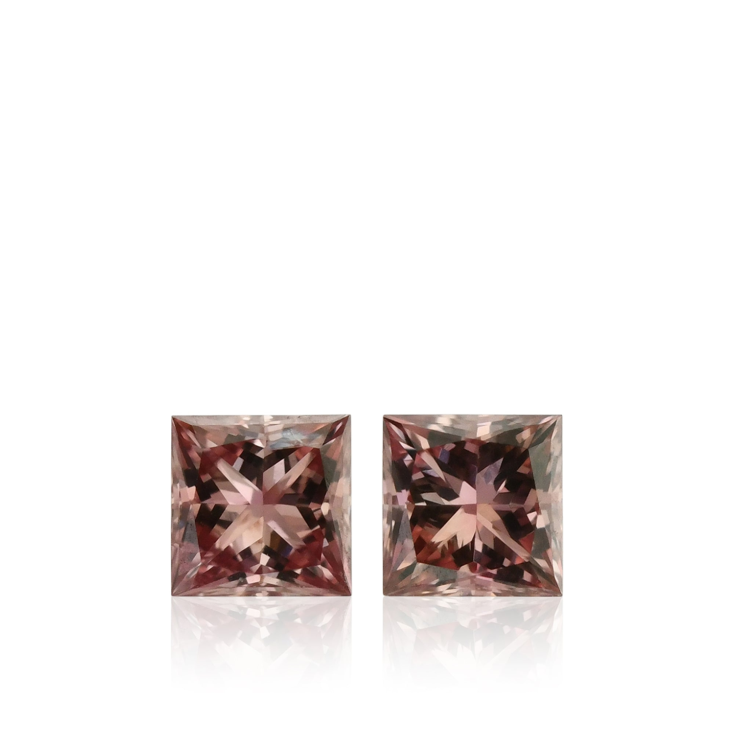 0.16 Carat Fancy Deep Orangy Pink Princess Diamonds (SI1)