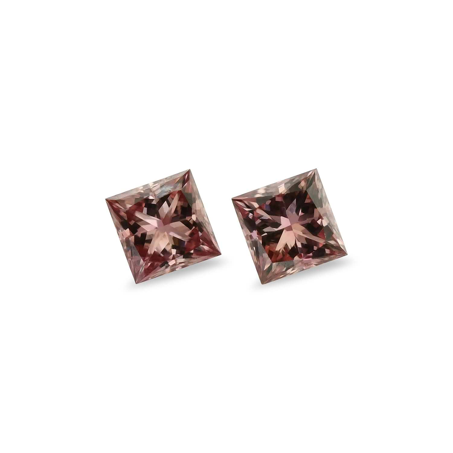 0.16 Carat Fancy Deep Orangy Pink Princess Diamonds (SI1)
