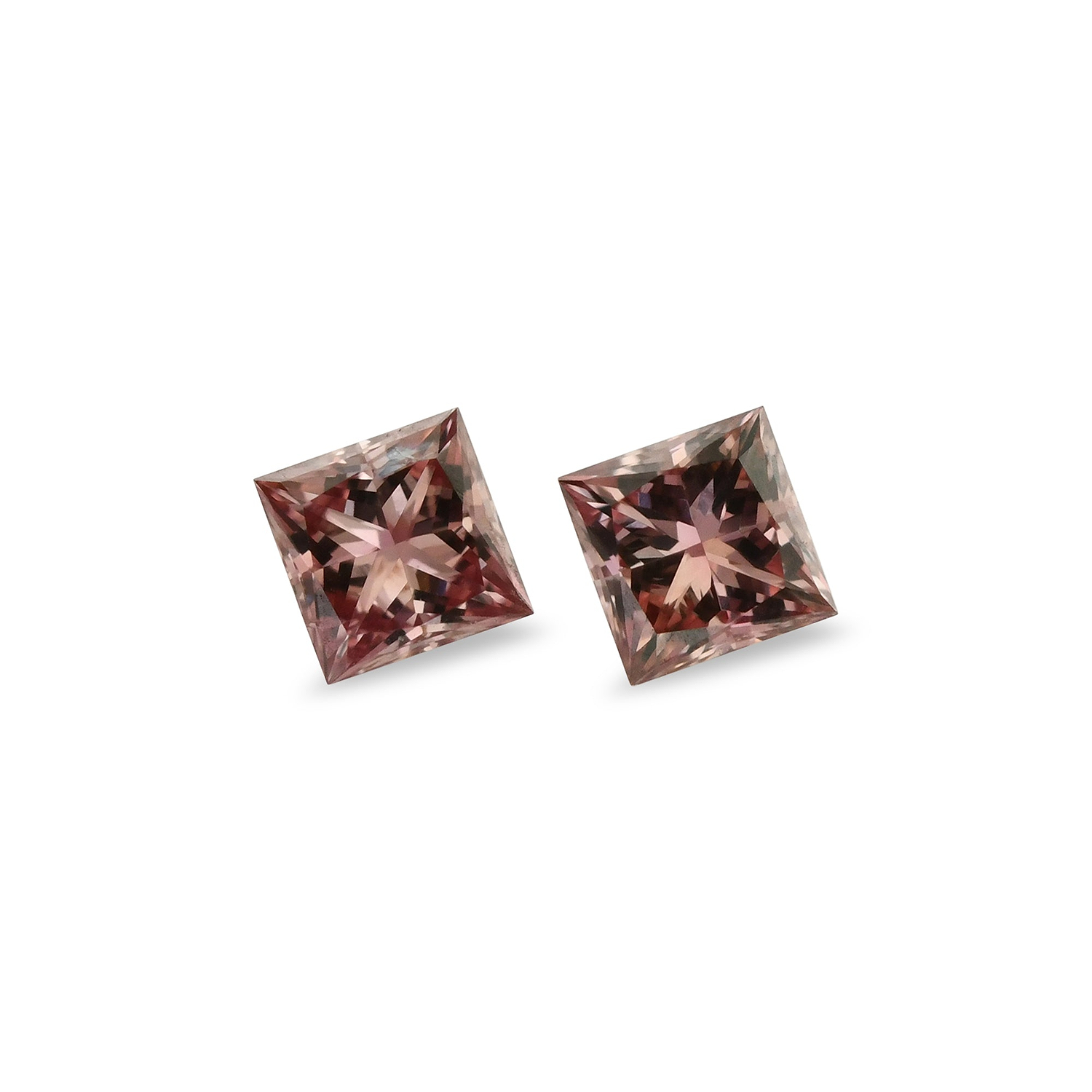 0.16 Carat Fancy Deep Orangy Pink Princess Diamonds (SI1)