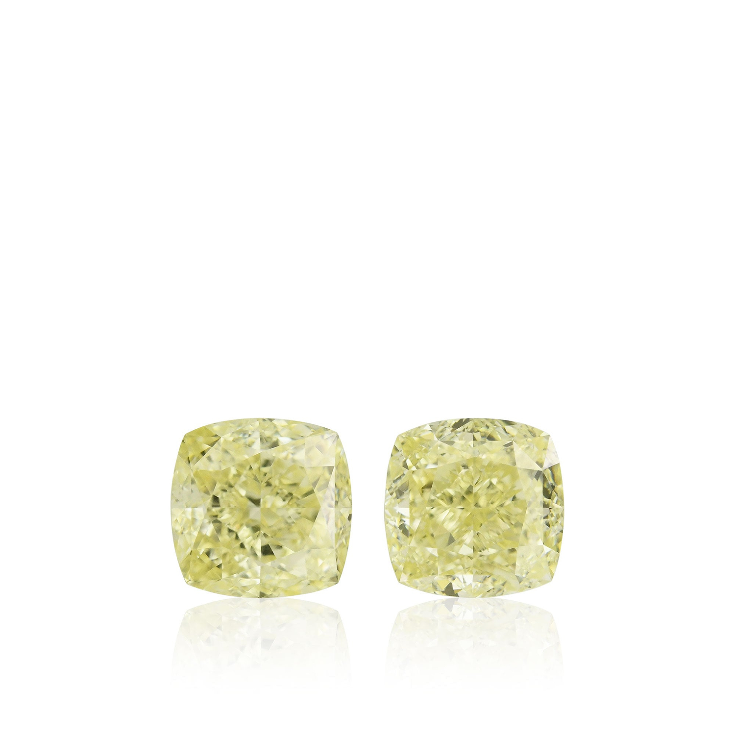 3.04 Carat Fancy Light Yellow Cushion Diamonds VS2