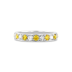 Fancy Vivid Orange Yellow and White Round Diamond Band Ring
