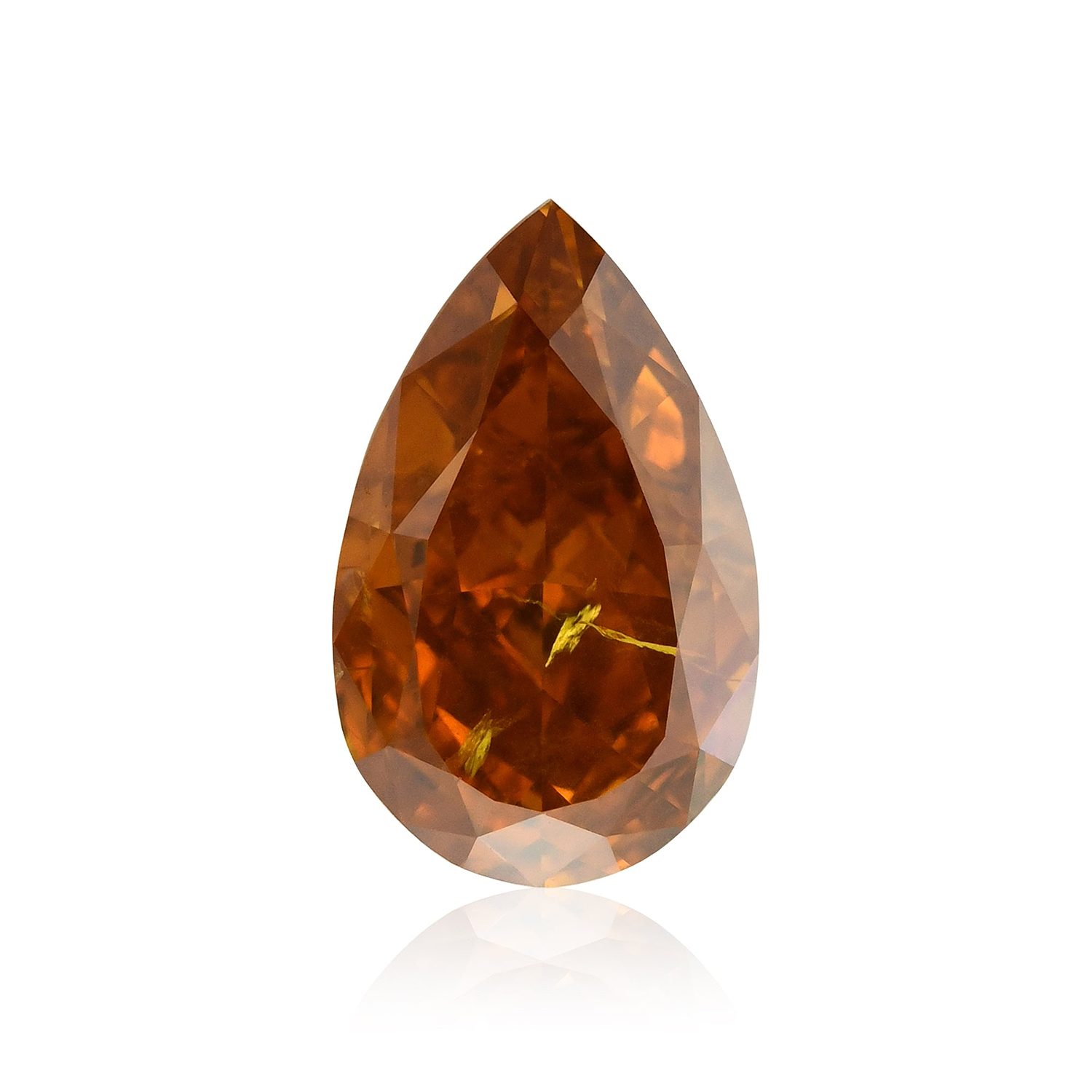 1.14 Carat Fancy Deep Orange Pear Diamond (I1) GIA