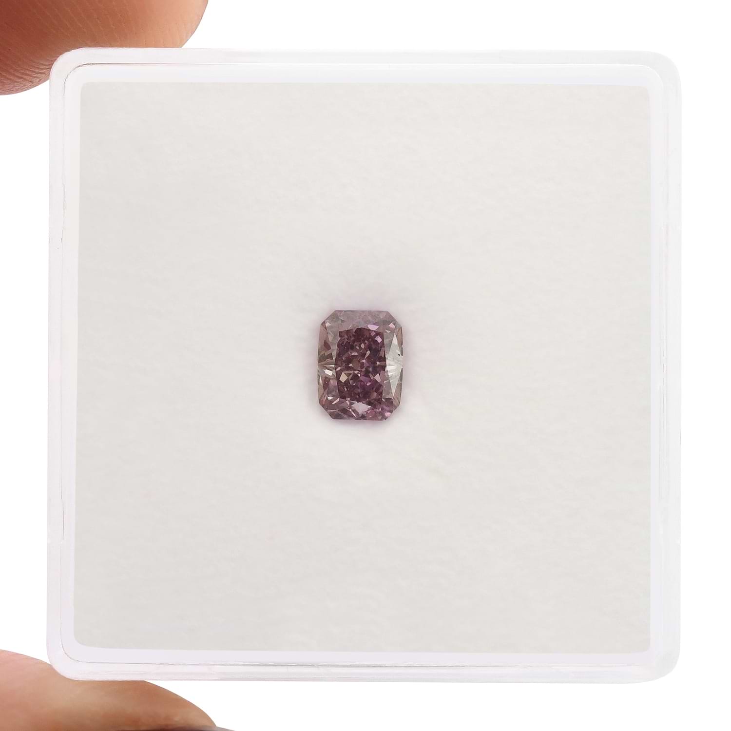 0.50 Carat Fancy Deep Pink Purple Radiant Diamond SI1 GIA