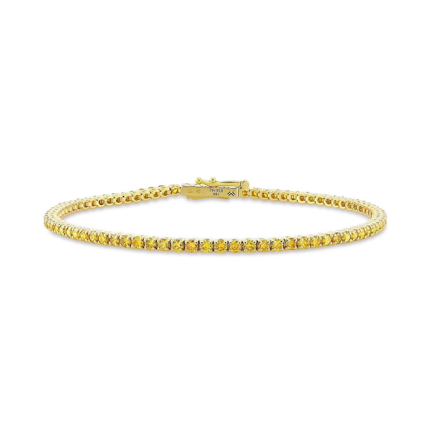Fancy Vivid Orange Yellow Round Brilliant Diamond Tennis Bracelet