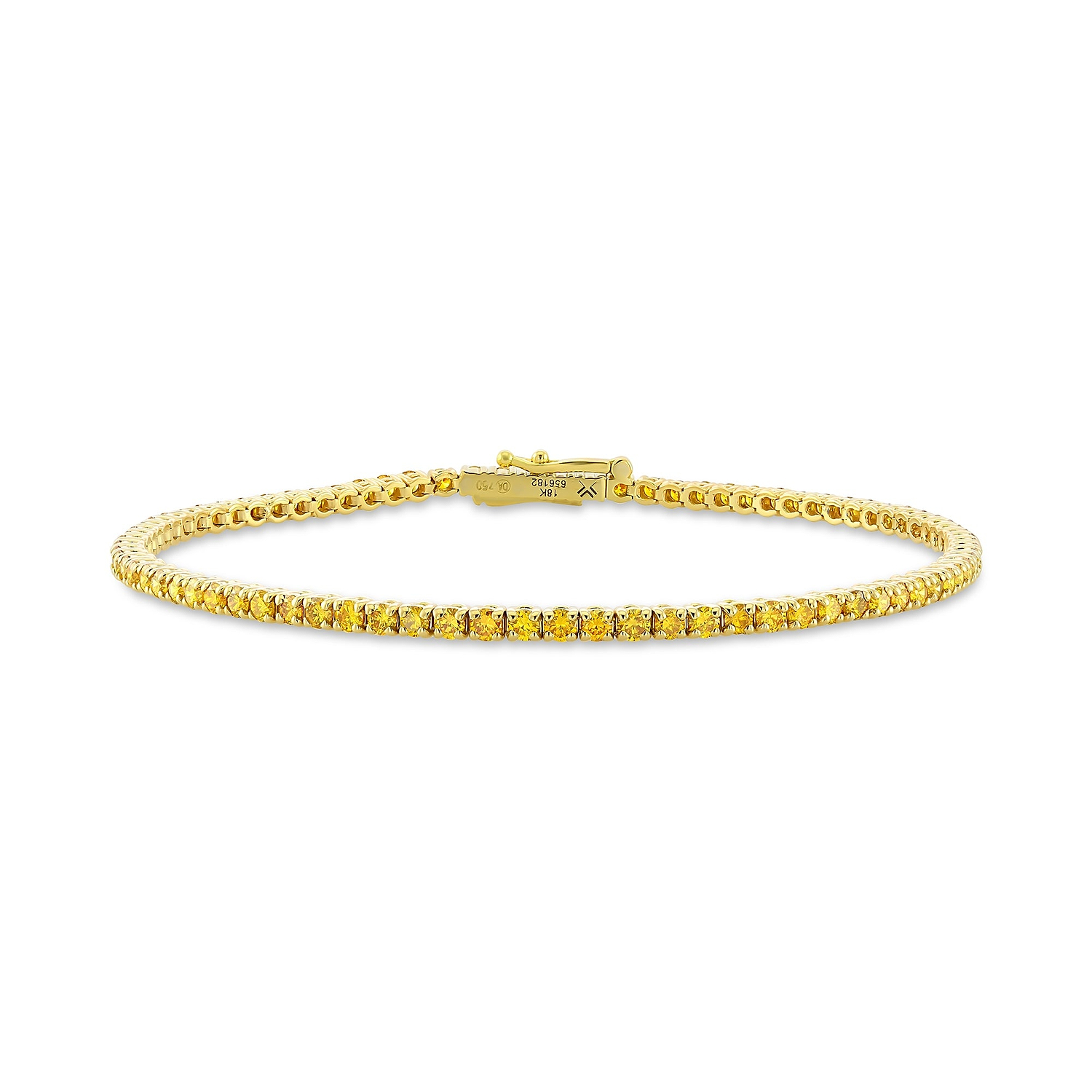 Fancy Vivid Orange Yellow Round Brilliant Diamond Tennis Bracelet