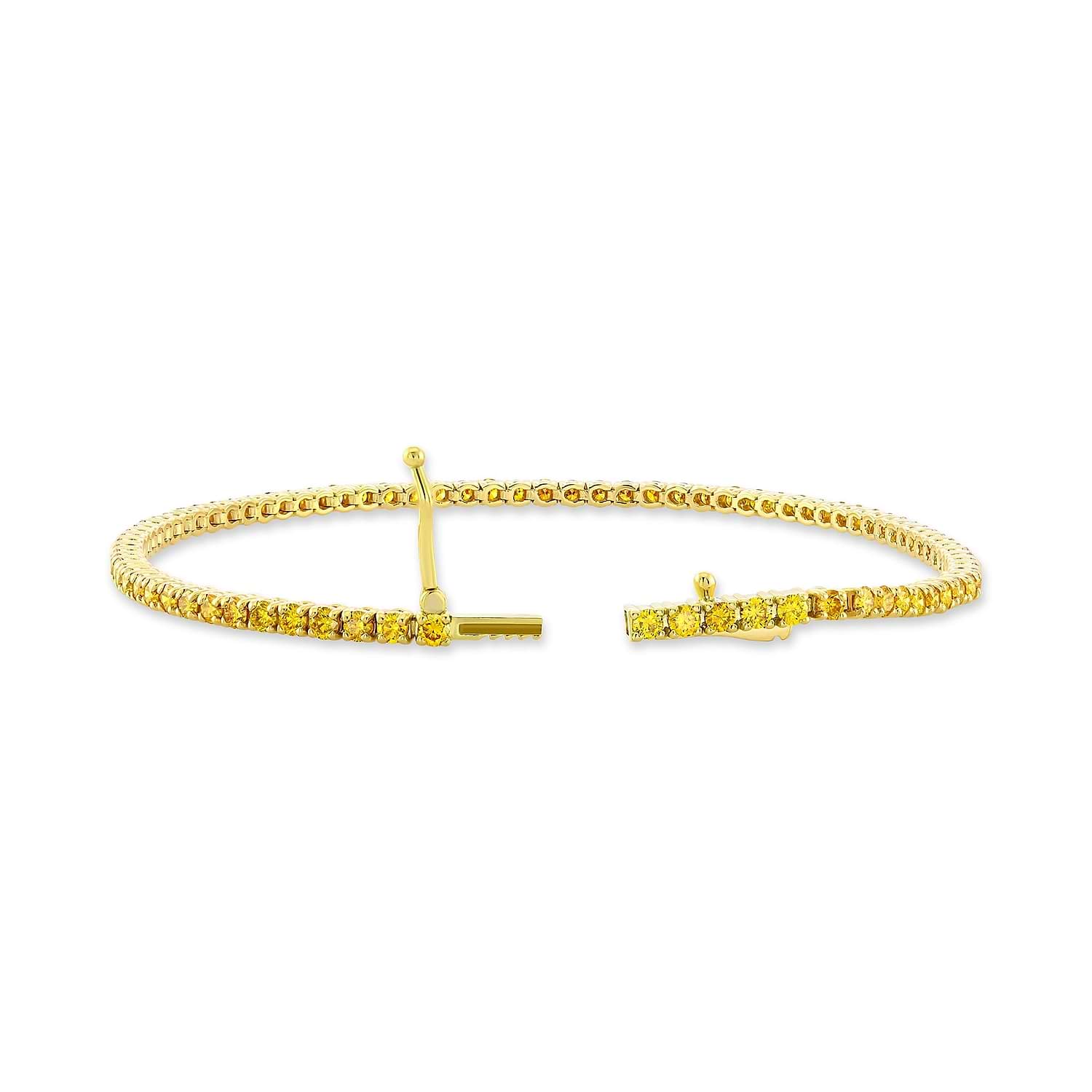 Fancy Vivid Orange Yellow Round Brilliant Diamond Tennis Bracelet