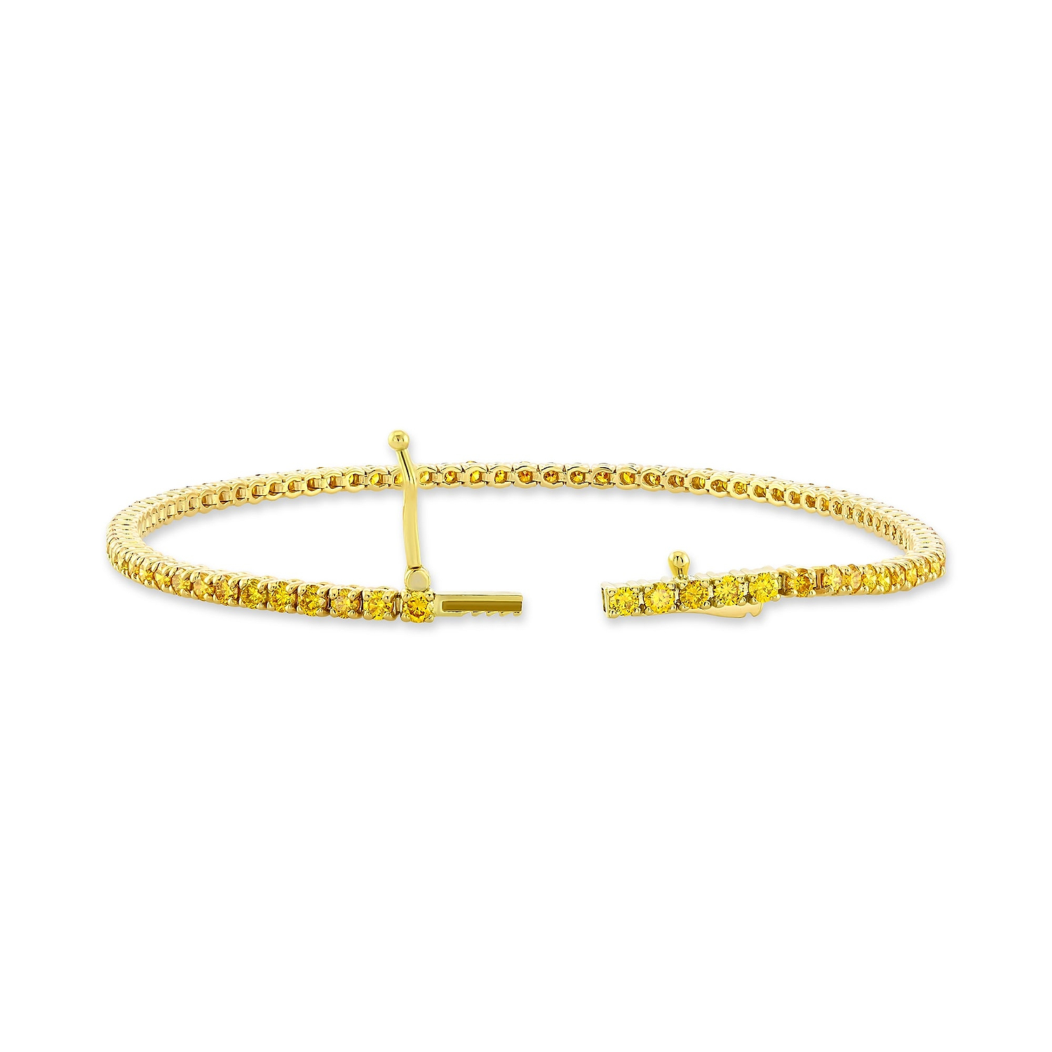 Fancy Vivid Orange Yellow Round Brilliant Diamond Tennis Bracelet