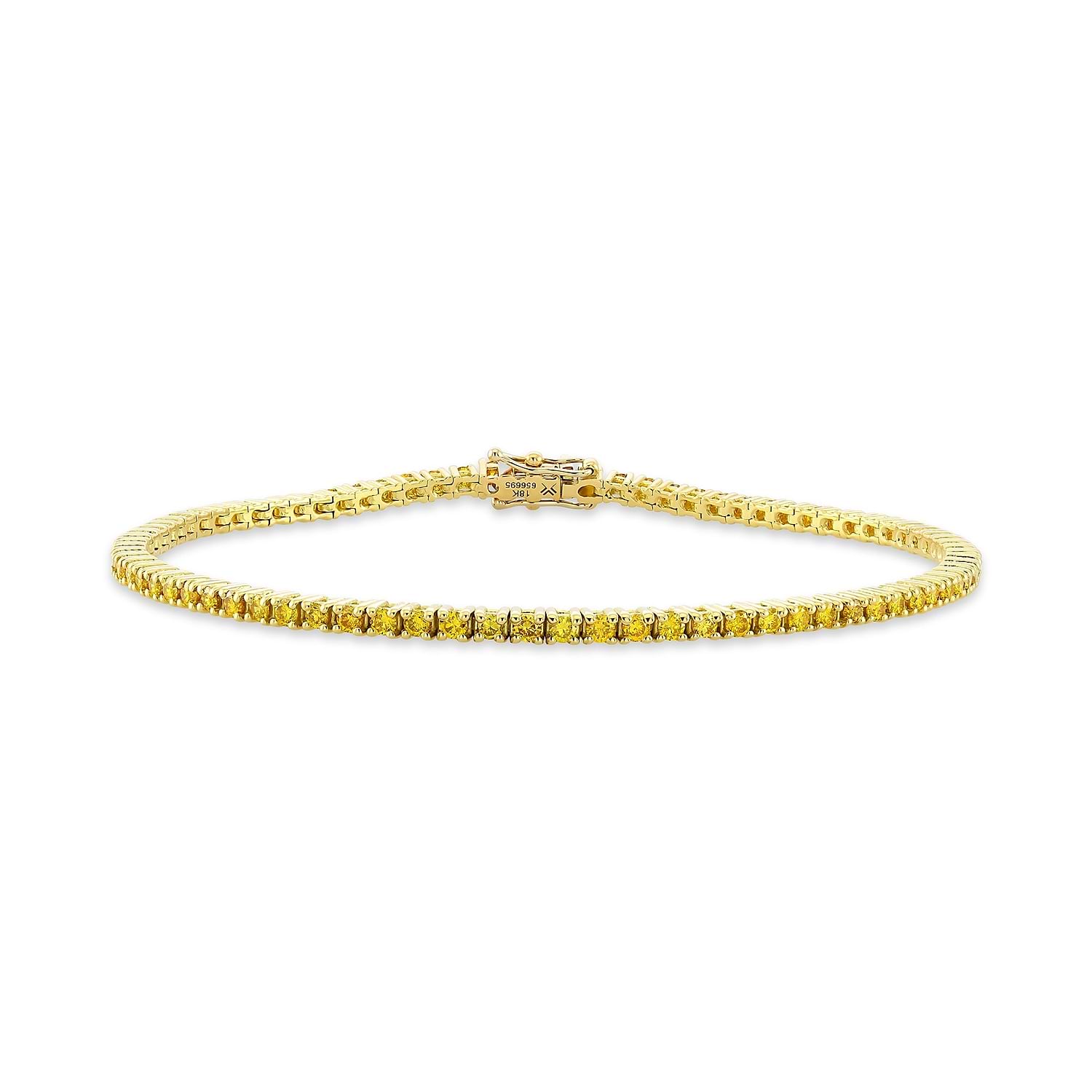 Fancy Vivid Orange Yellow Round Diamond Tennis Bracelet