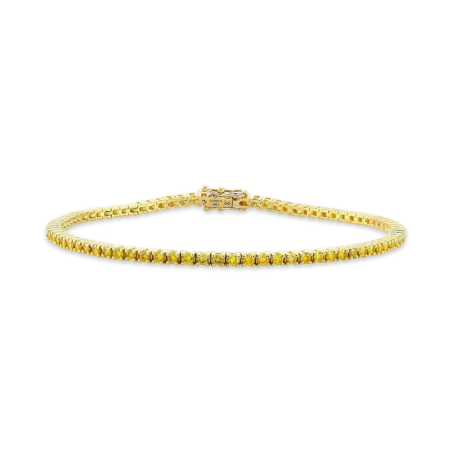 Fancy Vivid Orange Yellow Round Diamond Tennis Bracelet