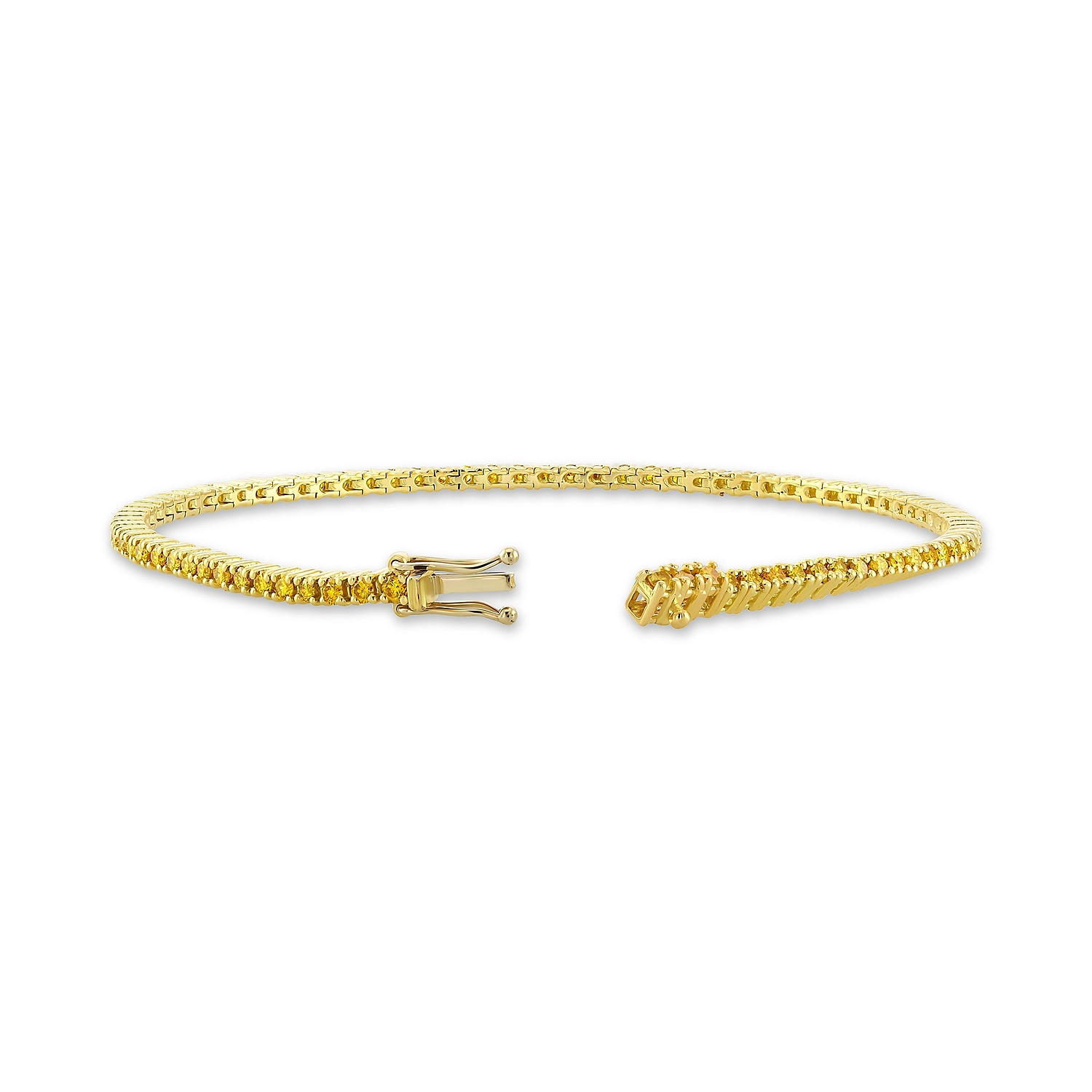 Fancy Vivid Orange Yellow Round Diamond Tennis Bracelet