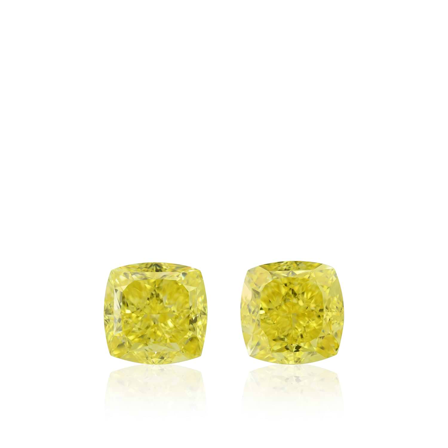 3.03 Carat Fancy Vivid Yellow Cushion Diamonds VVS1