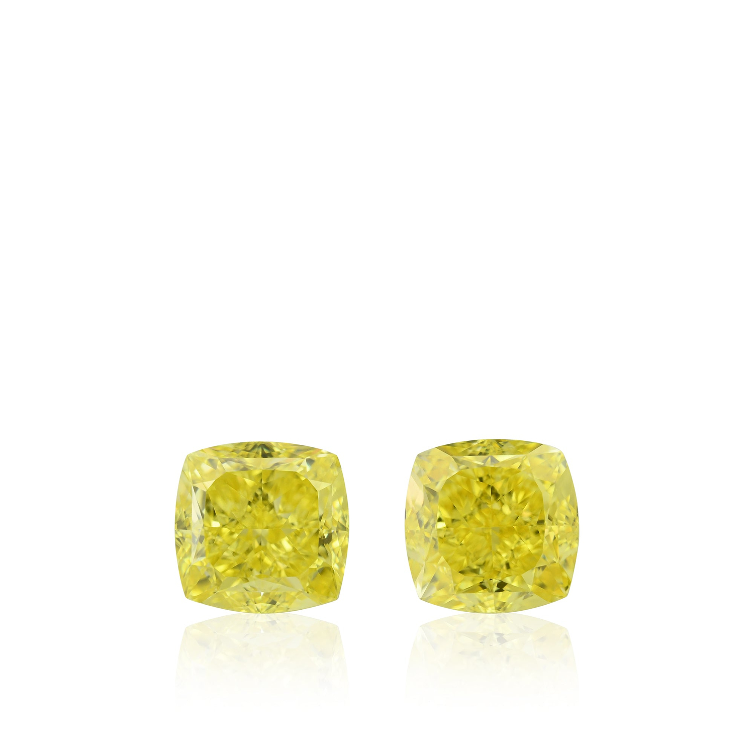 3.03 Carat Fancy Vivid Yellow Cushion Diamonds VVS1