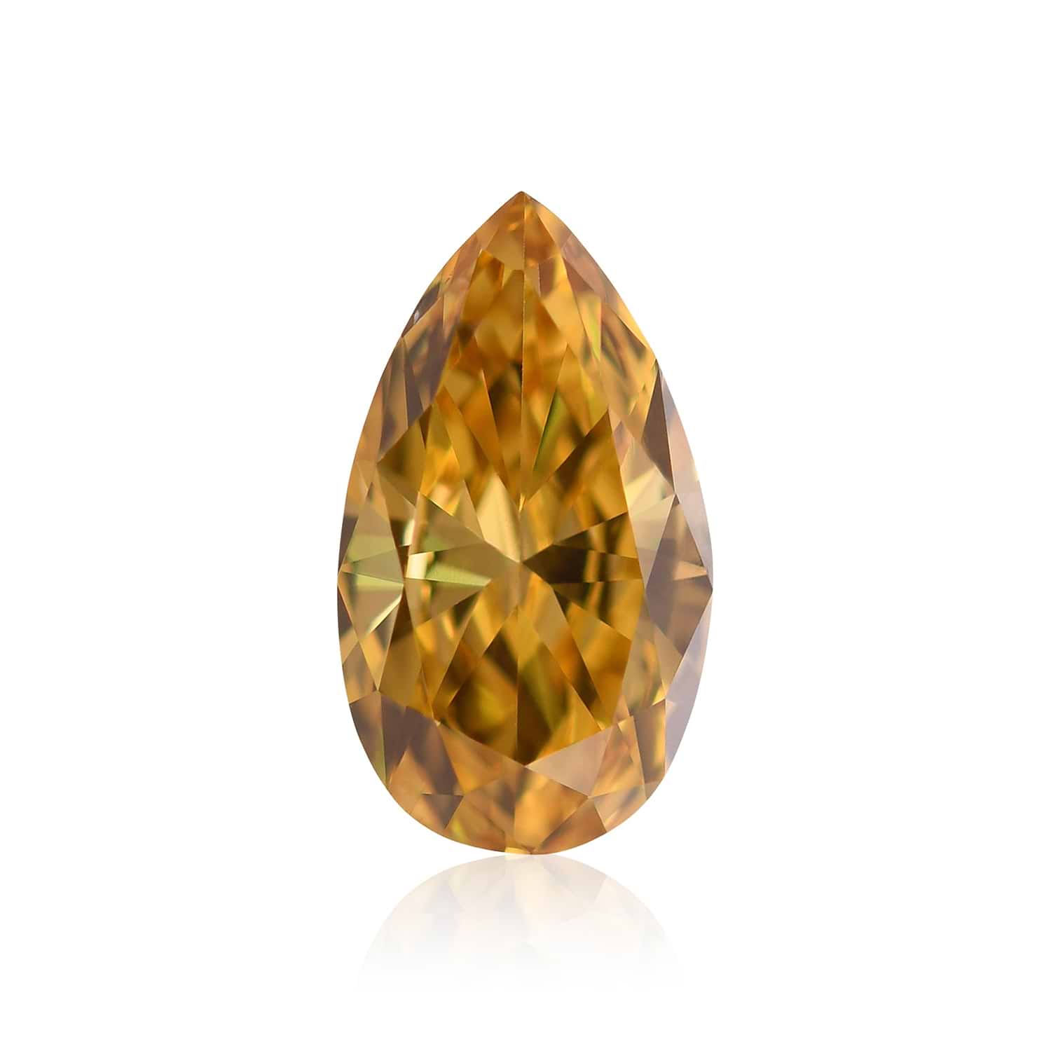 0.69 Carat Fancy Vivid Yellow Orange Pear Diamond SI2 GIA