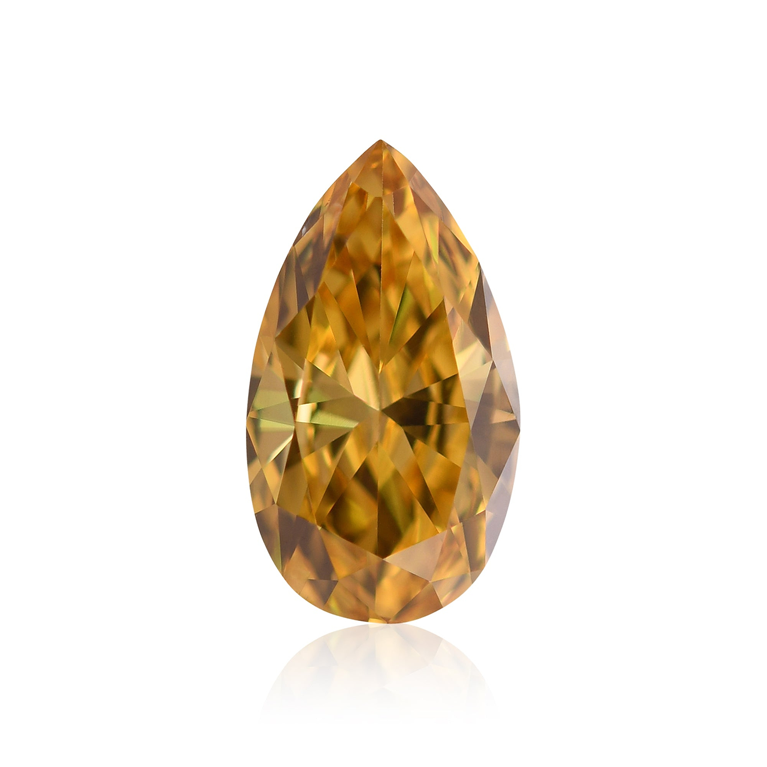 0.69 Carat Fancy Vivid Yellow Orange Pear Diamond SI2 GIA