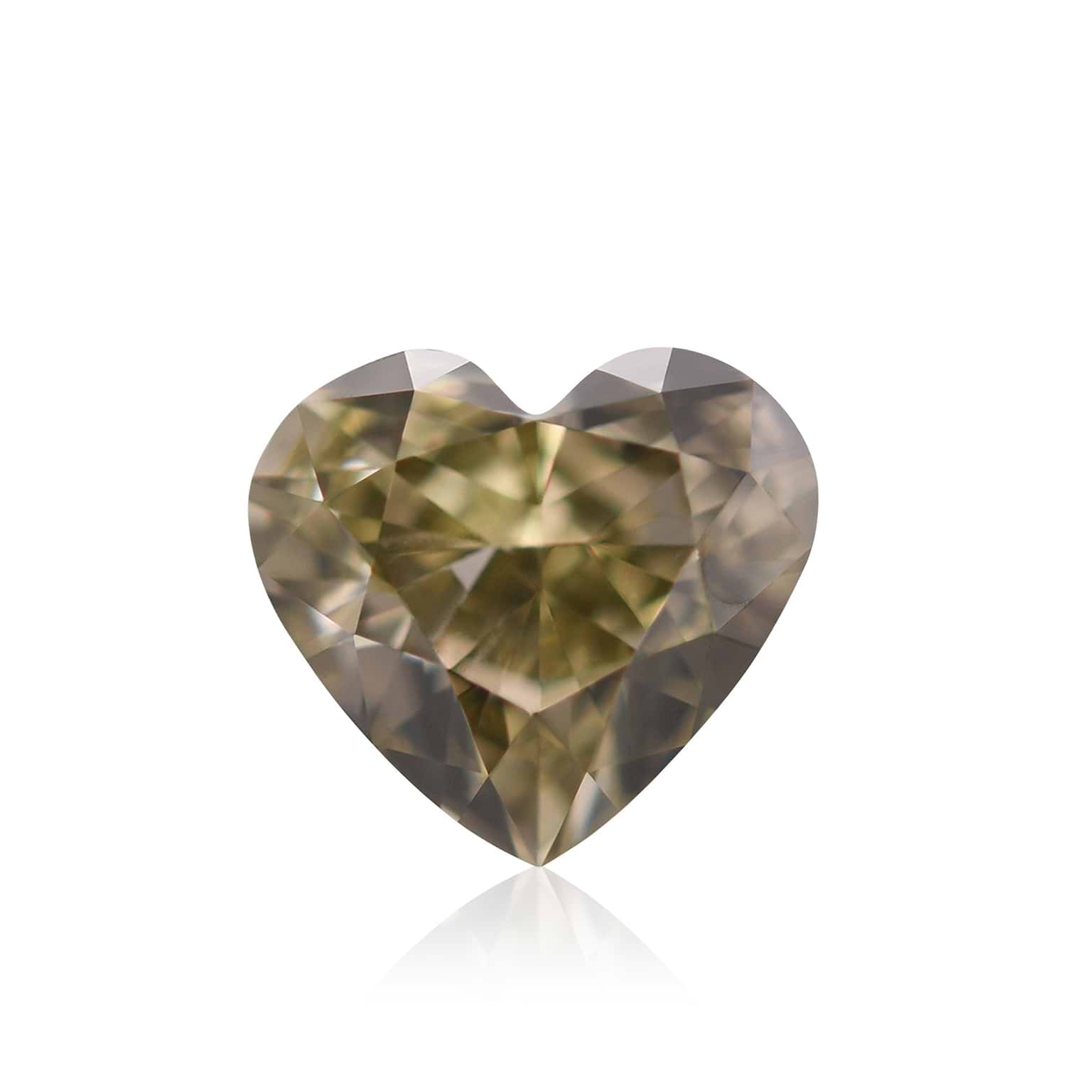 0.60 Carat Fancy Gray Greenish Yellow HEART Diamond VS1 GIA