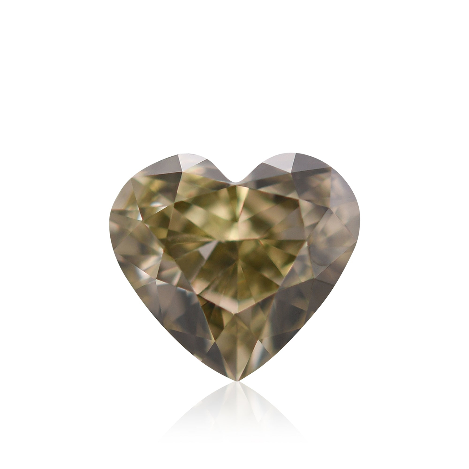 0.60 Carat Fancy Gray Greenish Yellow HEART Diamond VS1 GIA