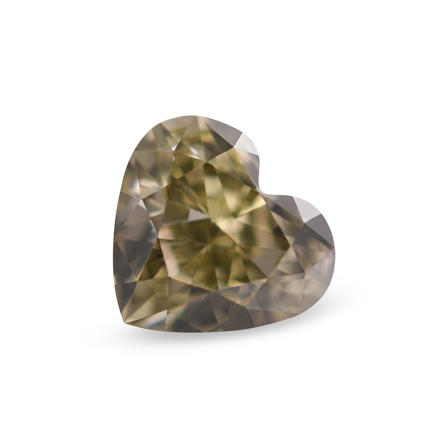 0.60 Carat Fancy Gray Greenish Yellow HEART Diamond VS1 GIA