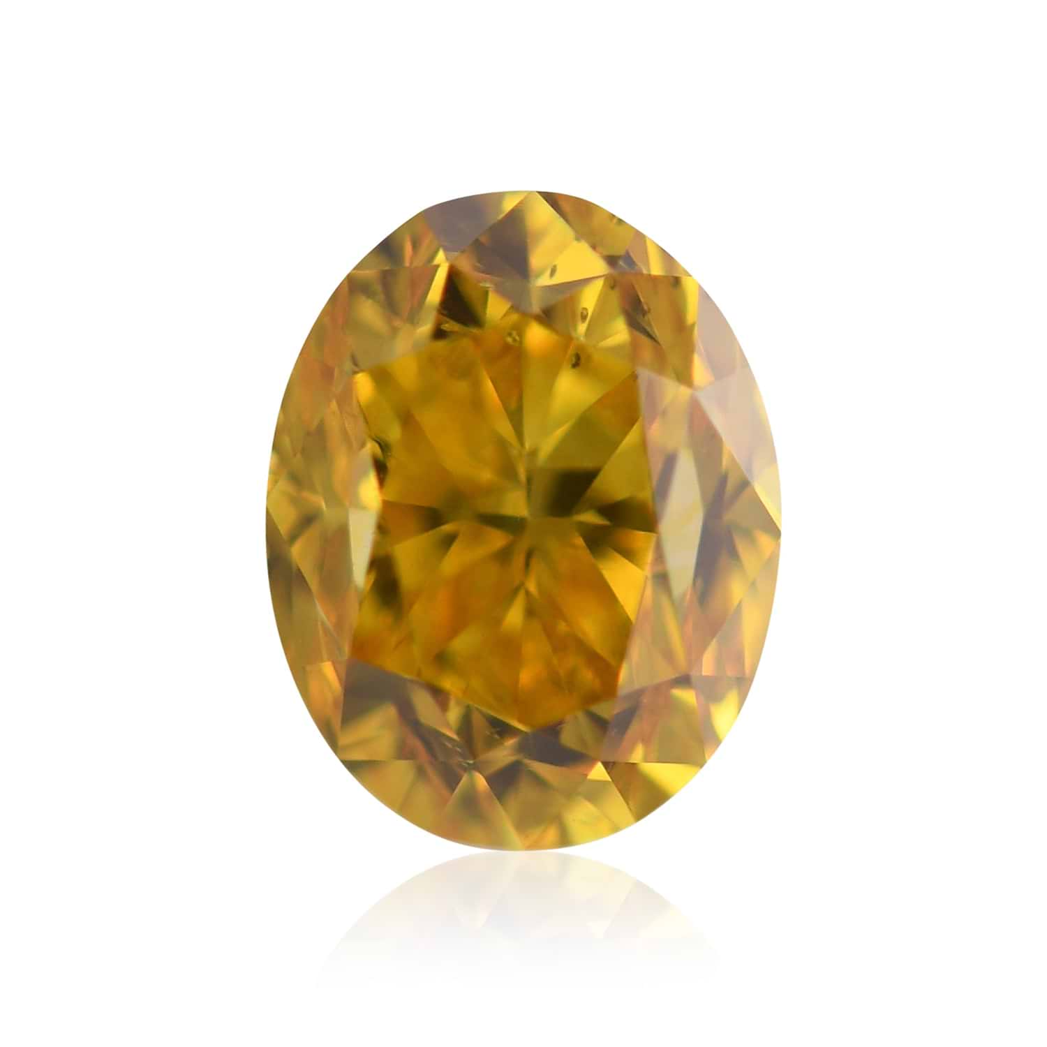 0.53 Carat Fancy Vivid Orangy Yellow Oval Diamond SI1 GIA