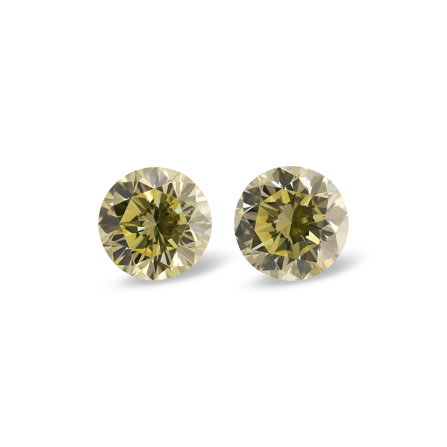 2.14 Carat Fancy Yellow Round Brillant Diamonds VS2