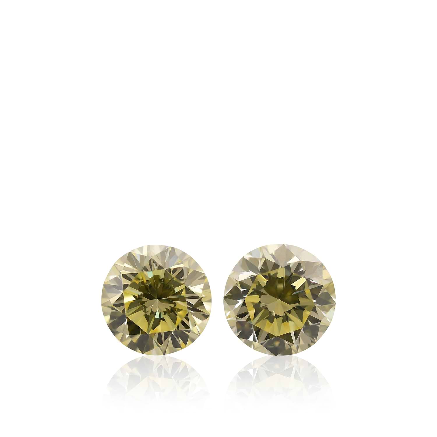 2.14 Carat Fancy Yellow Round Brillant Diamonds VS2