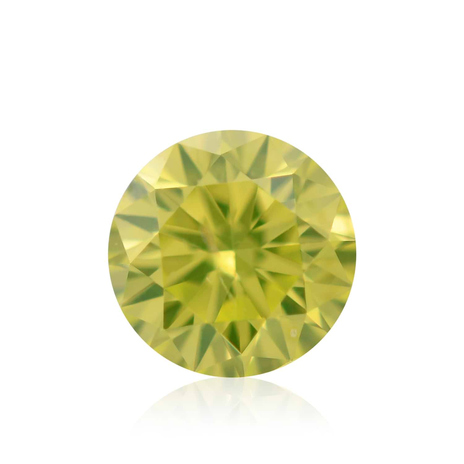 0.23 Carat Fancy Intense Greenish Yellow Round Brillant Diamond SI2 GIA