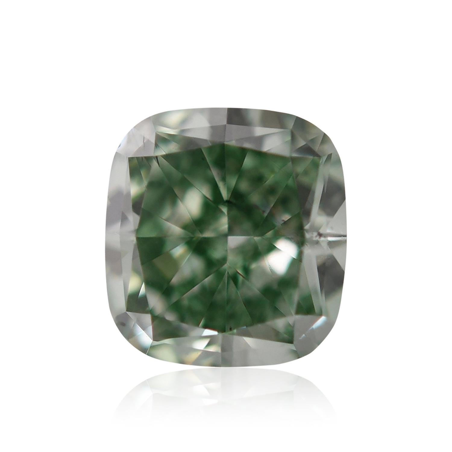 0.52 Carat Fancy Vivid Green Cushion Diamond SI2 GIA