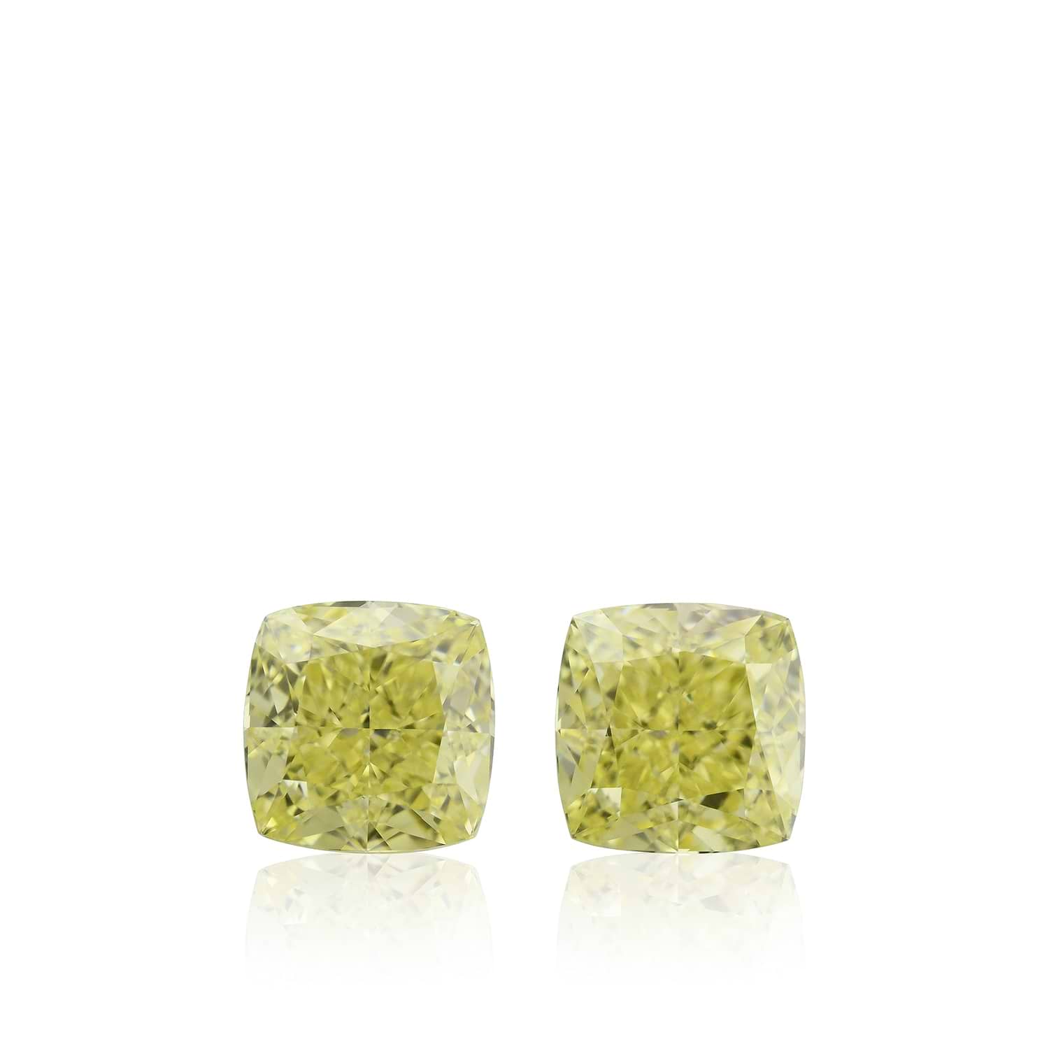 1.46 Carat Fancy Yellow Cushion Diamonds VVS2