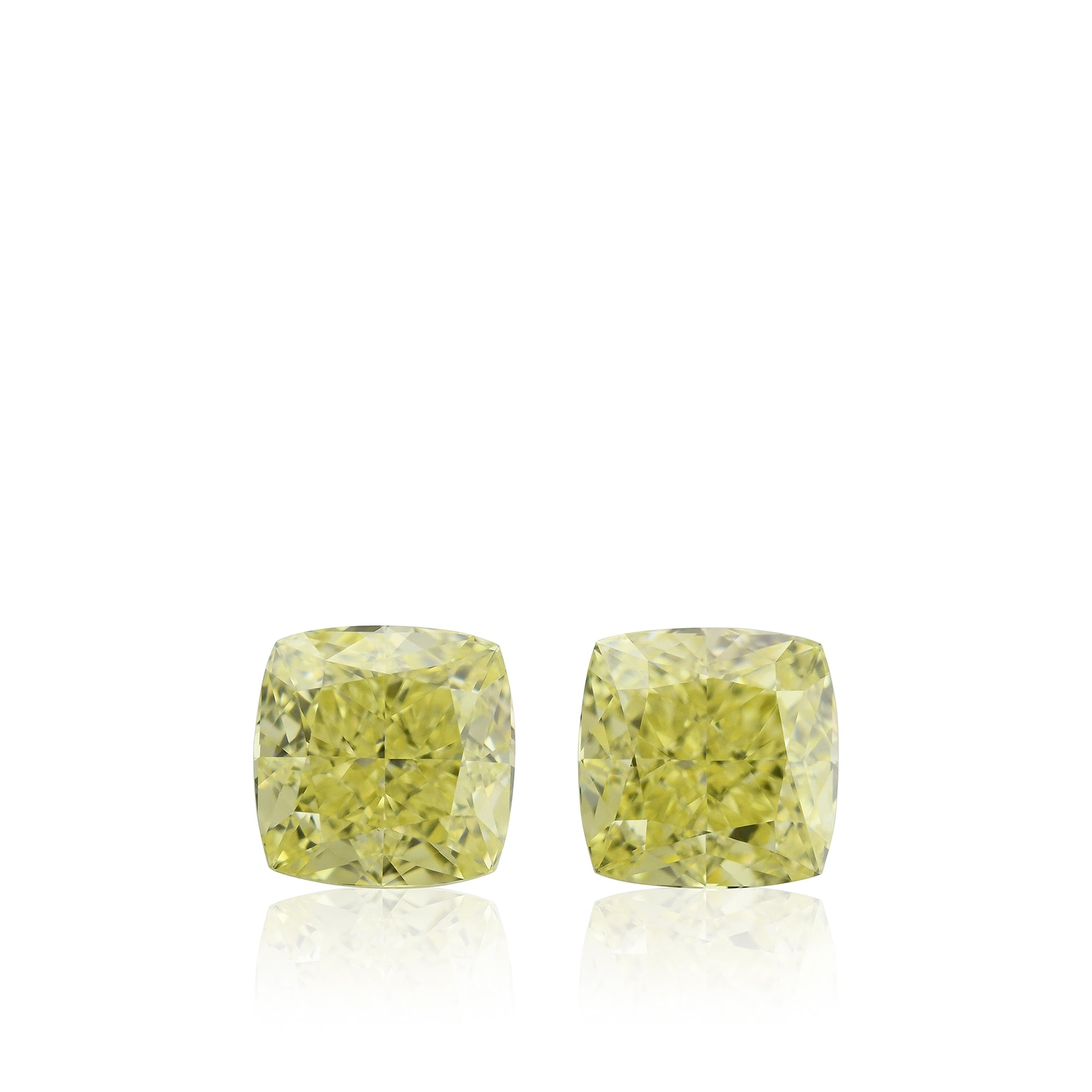 1.46 Carat Fancy Yellow Cushion Diamonds VVS2