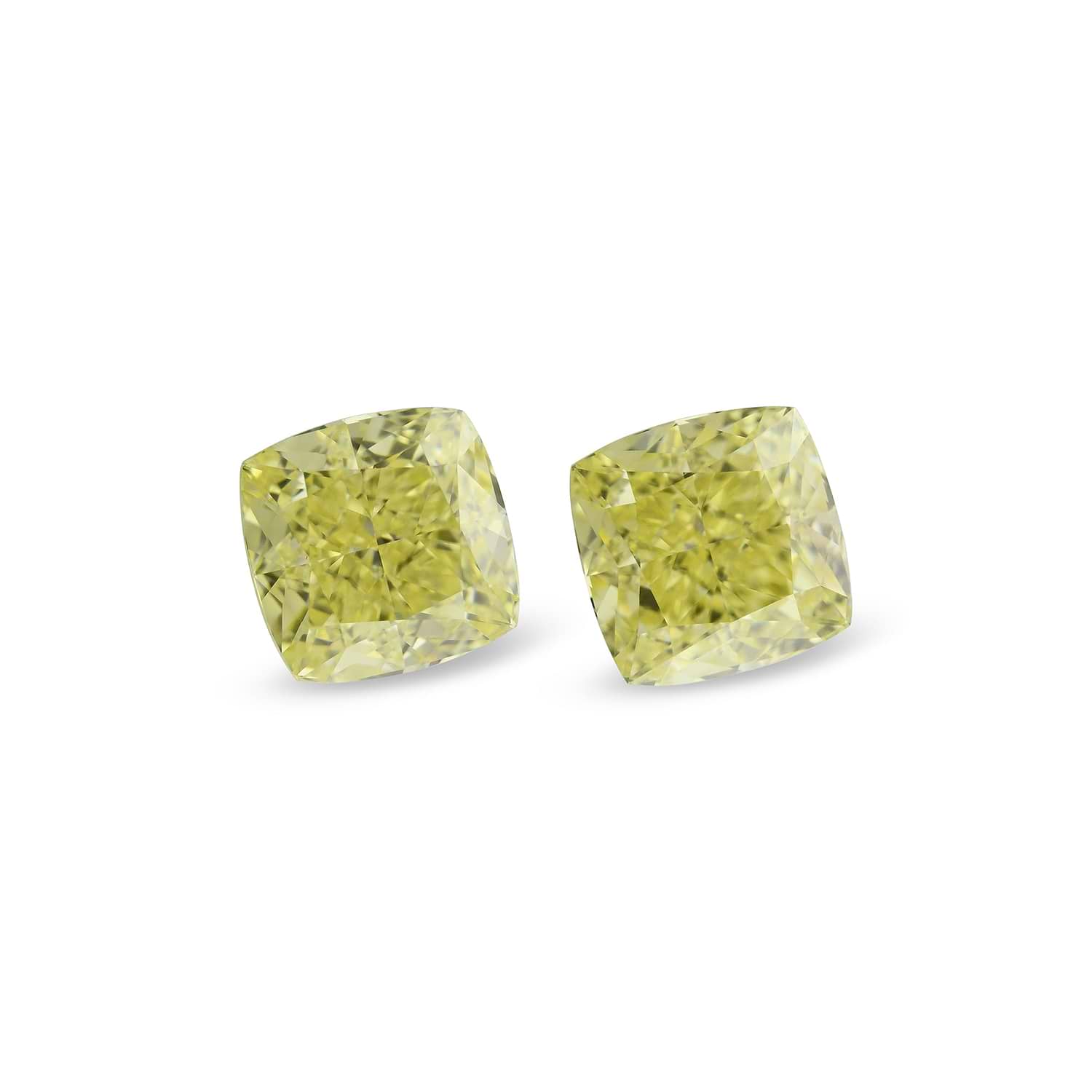 1.46 Carat Fancy Yellow Cushion Diamonds VVS2