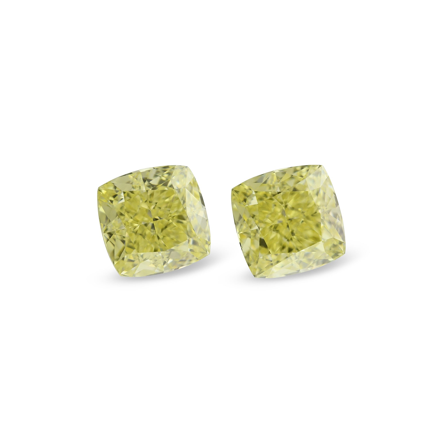 1.46 Carat Fancy Yellow Cushion Diamonds VVS2