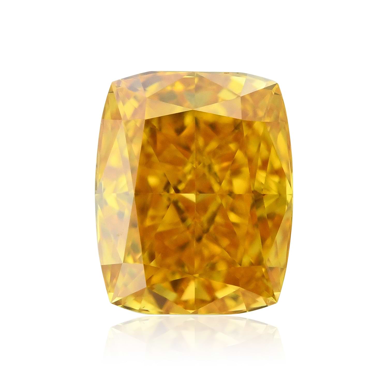 0.44 Carat Fancy Vivid Yellow Orange Cushion Diamond VS1 GIA
