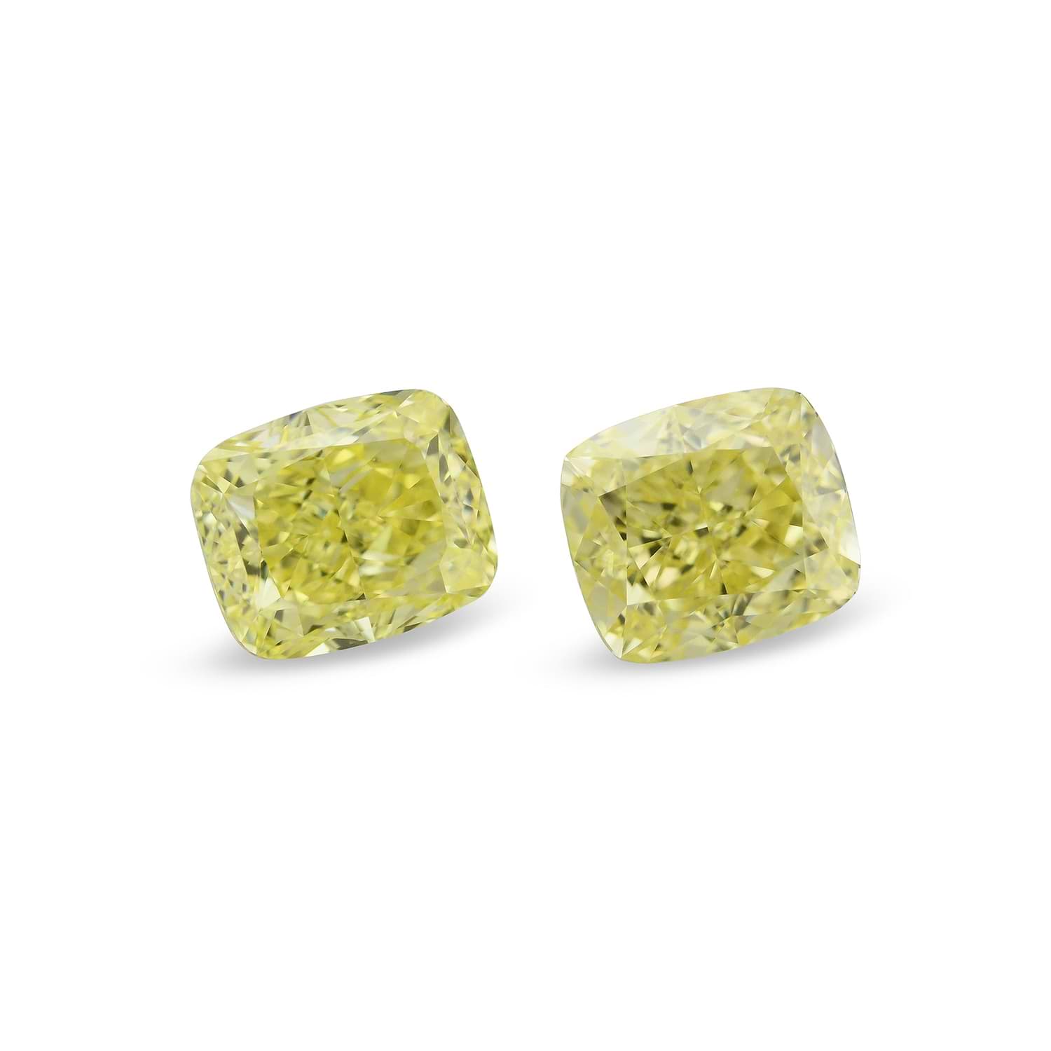 1.42 Carat Fancy Yellow Cushion Diamonds VVS1