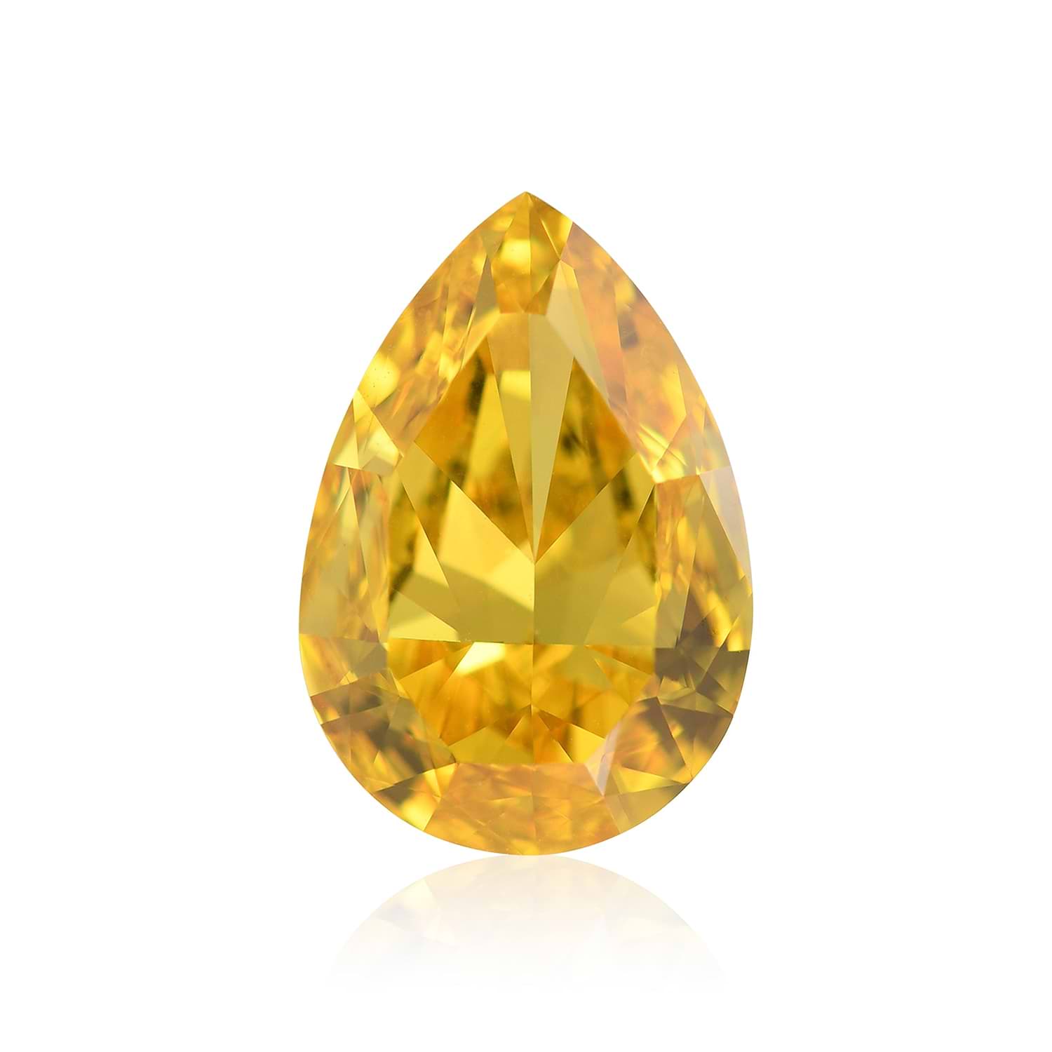 3.01 Carat Fancy Vivid Orangy Yellow Pear Diamond VS2 GIA
