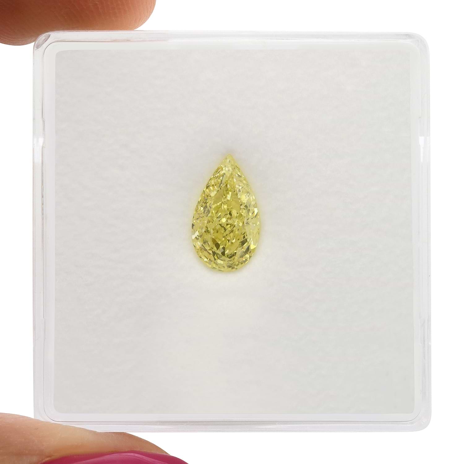0.83 Carat Fancy Yellow Pear Diamond VVS1 GIA