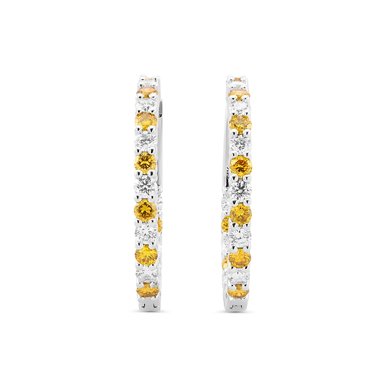 Fancy Vivid Orange Yellow Round Diamond Hoop Earrings (1.96cts TW)