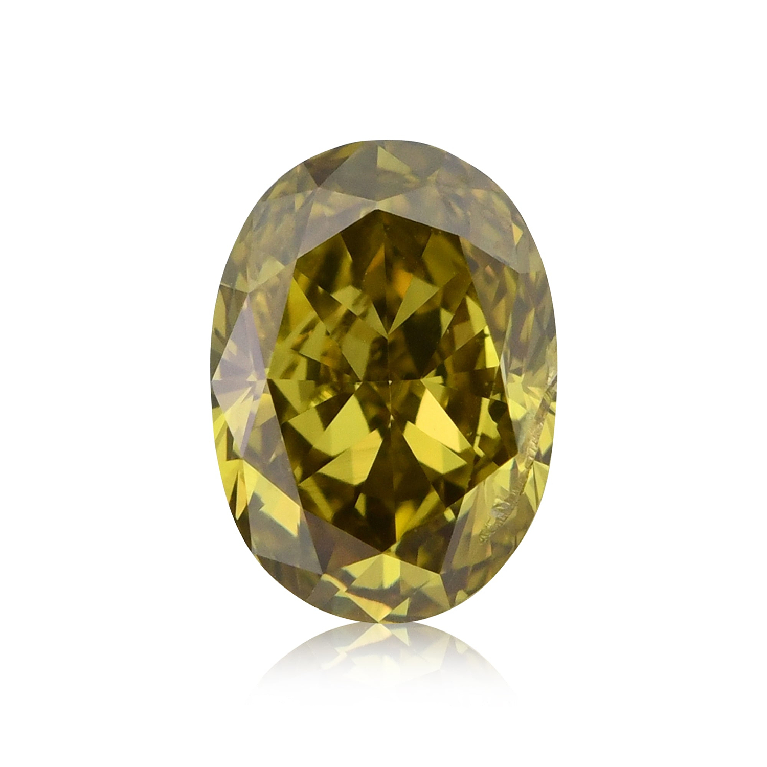 0.79 Carat Fancy Deep Brownish Greenish Yellow Oval Diamond (I1) GIA