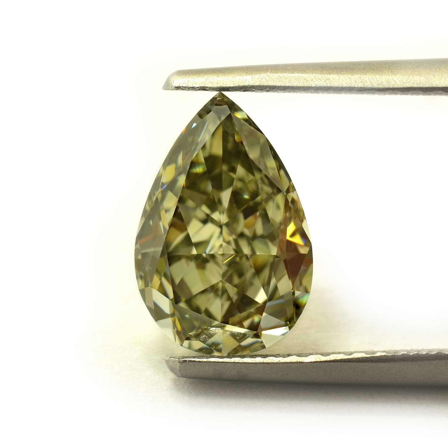 2.30 Carat Fancy Dark Gray Yellowish Green Pear Diamond VS2 GIA