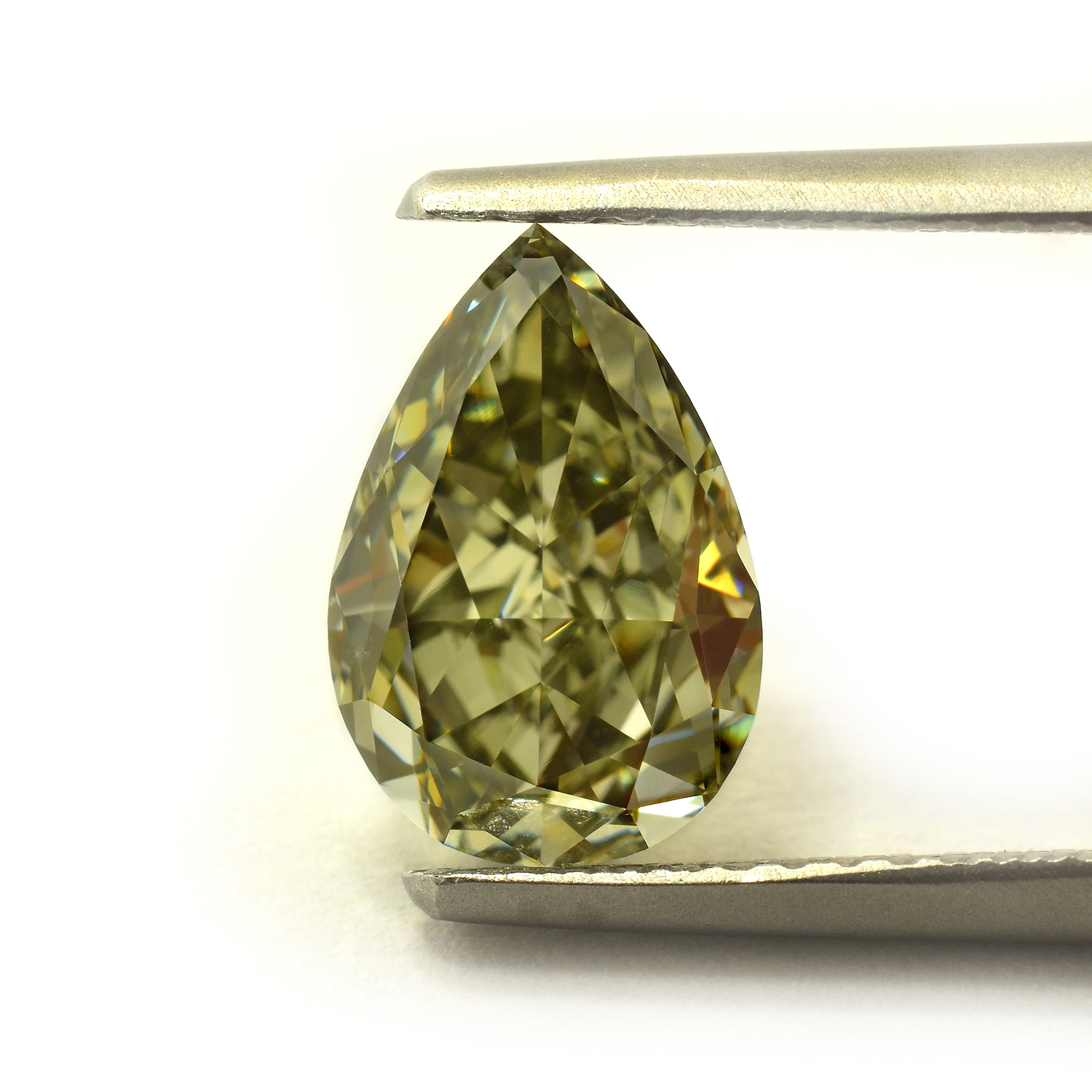 2.30 Carat Fancy Dark Gray Yellowish Green Pear Diamond VS2 GIA