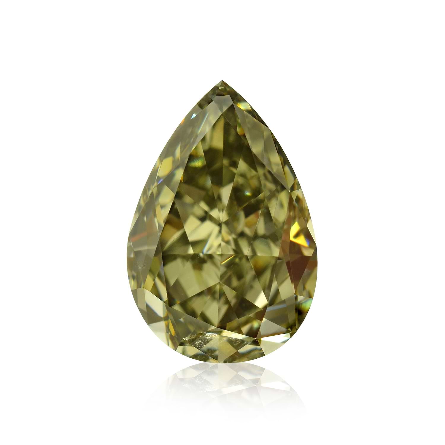 2.30 Carat Fancy Dark Gray Yellowish Green Pear Diamond VS2 GIA