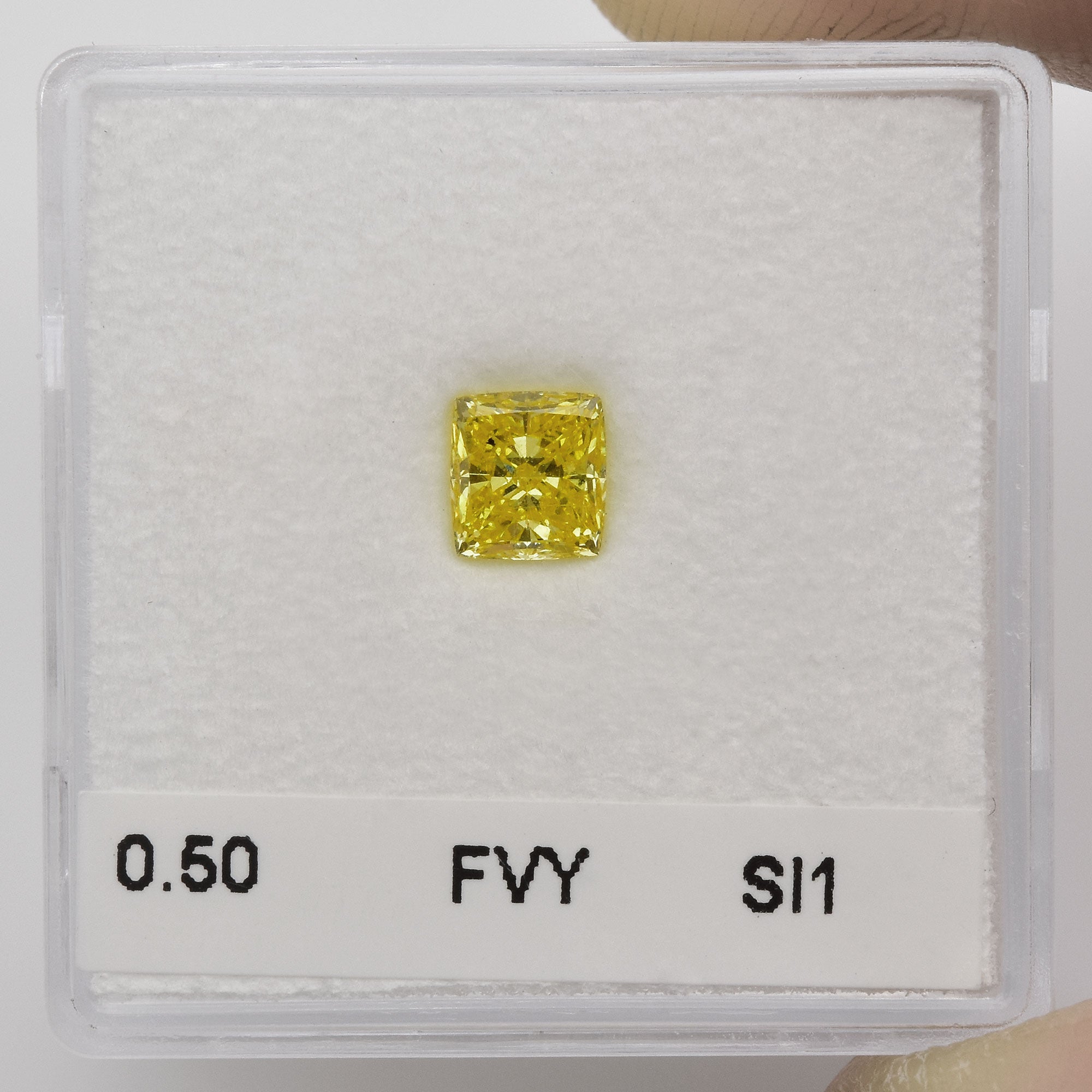0.50 Carat Fancy Vivid Yellow Cushion Diamond SI1 GIA | LEIBISH