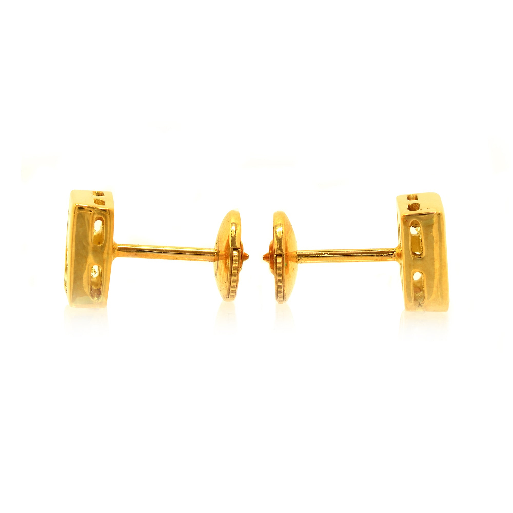 Natural Light Yellow Princess Cut Bezel Stud Earrings set in 18K Yellow Gold