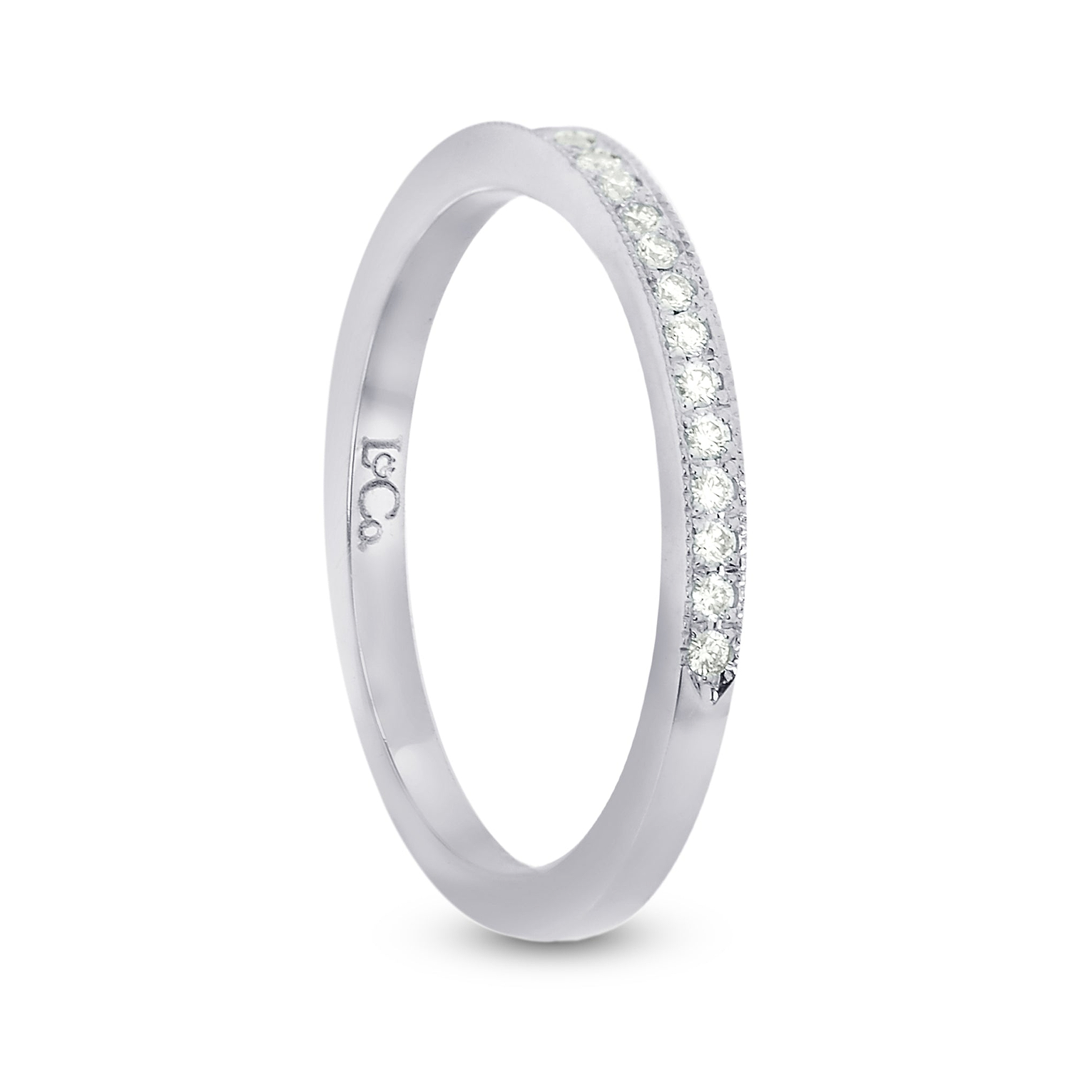 Milgrain Pave Half Eternity Diamond Band Ring