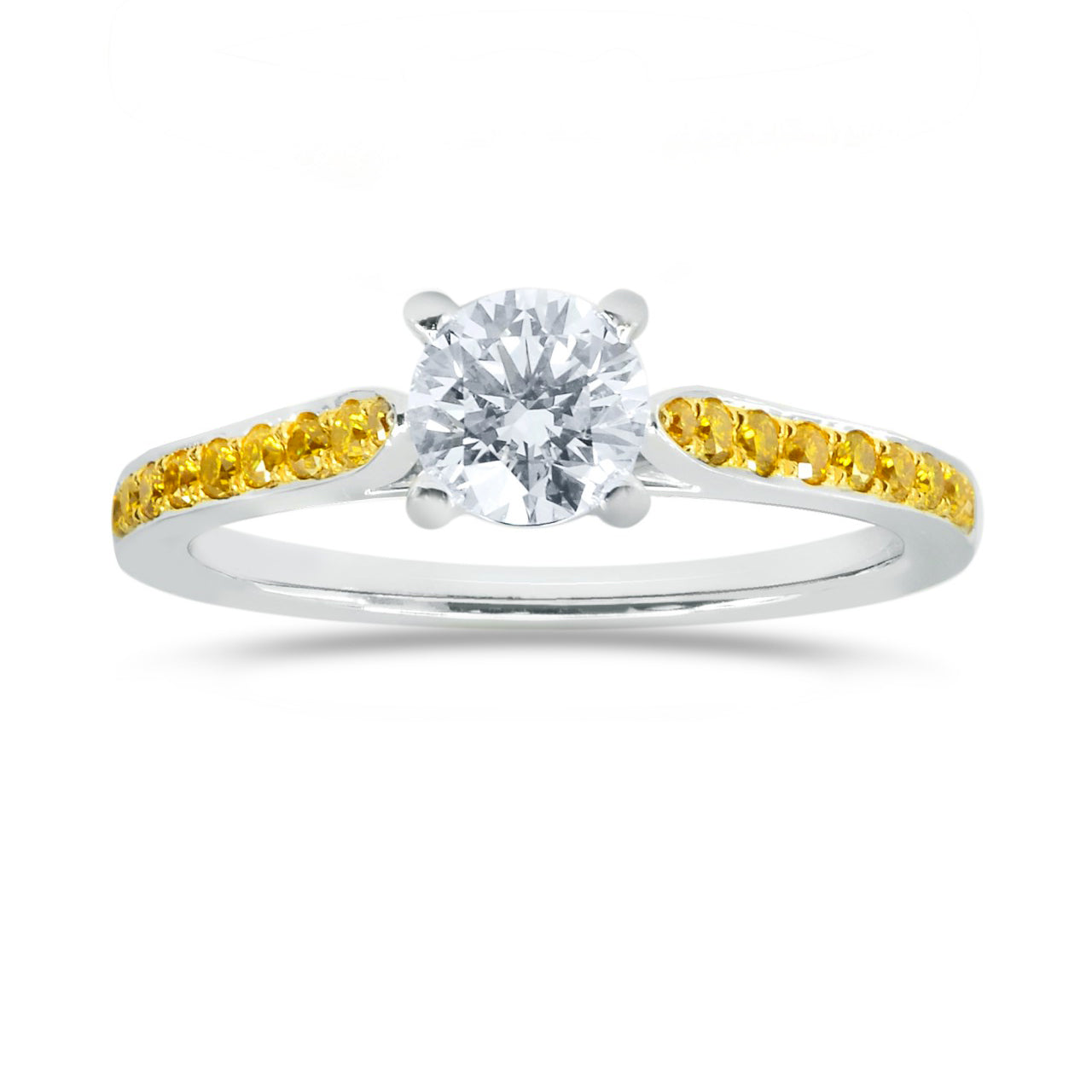 White F Colored Brilliant Cut Diamond Side-stone Ring