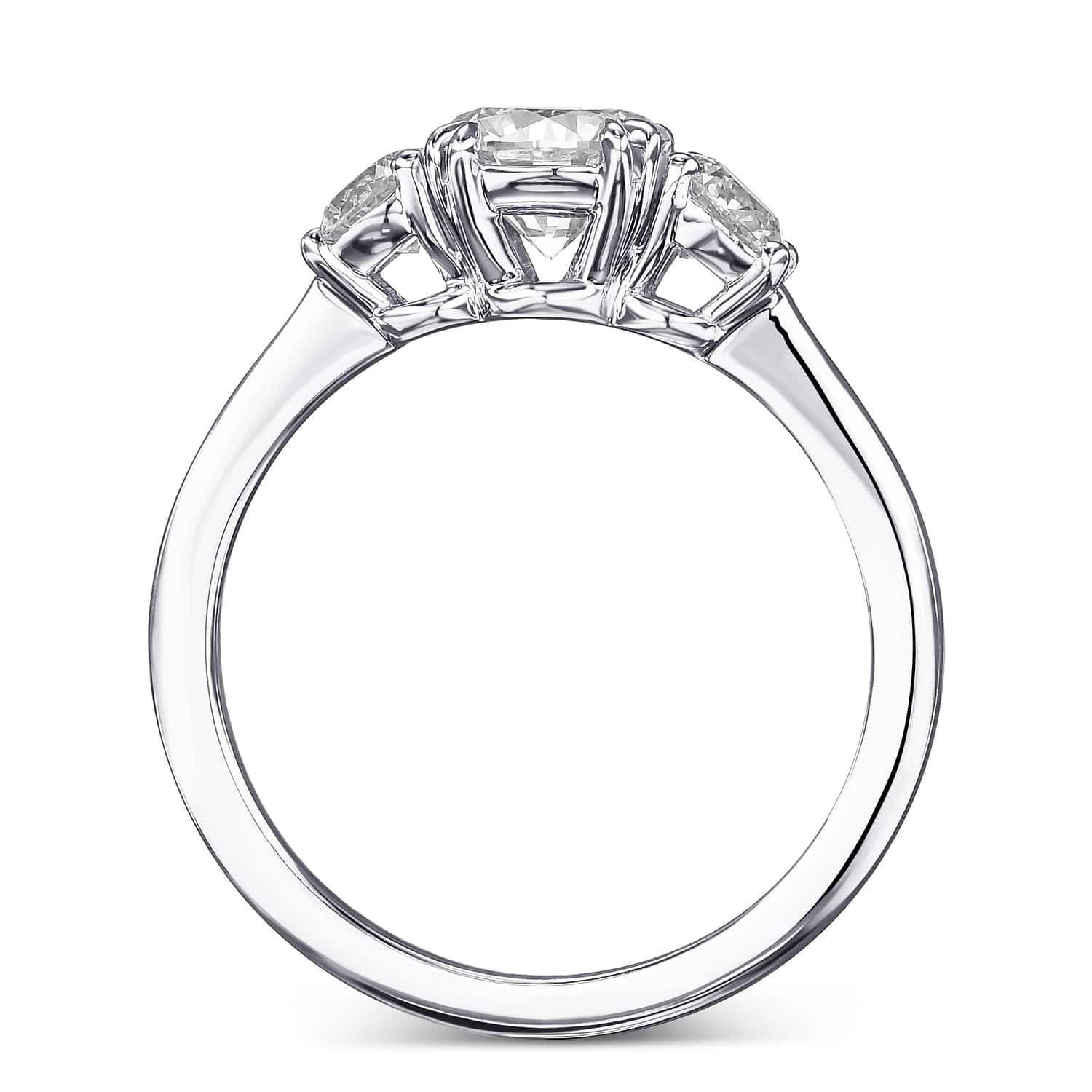 Round White Diamond Three-stone Engagement Ring