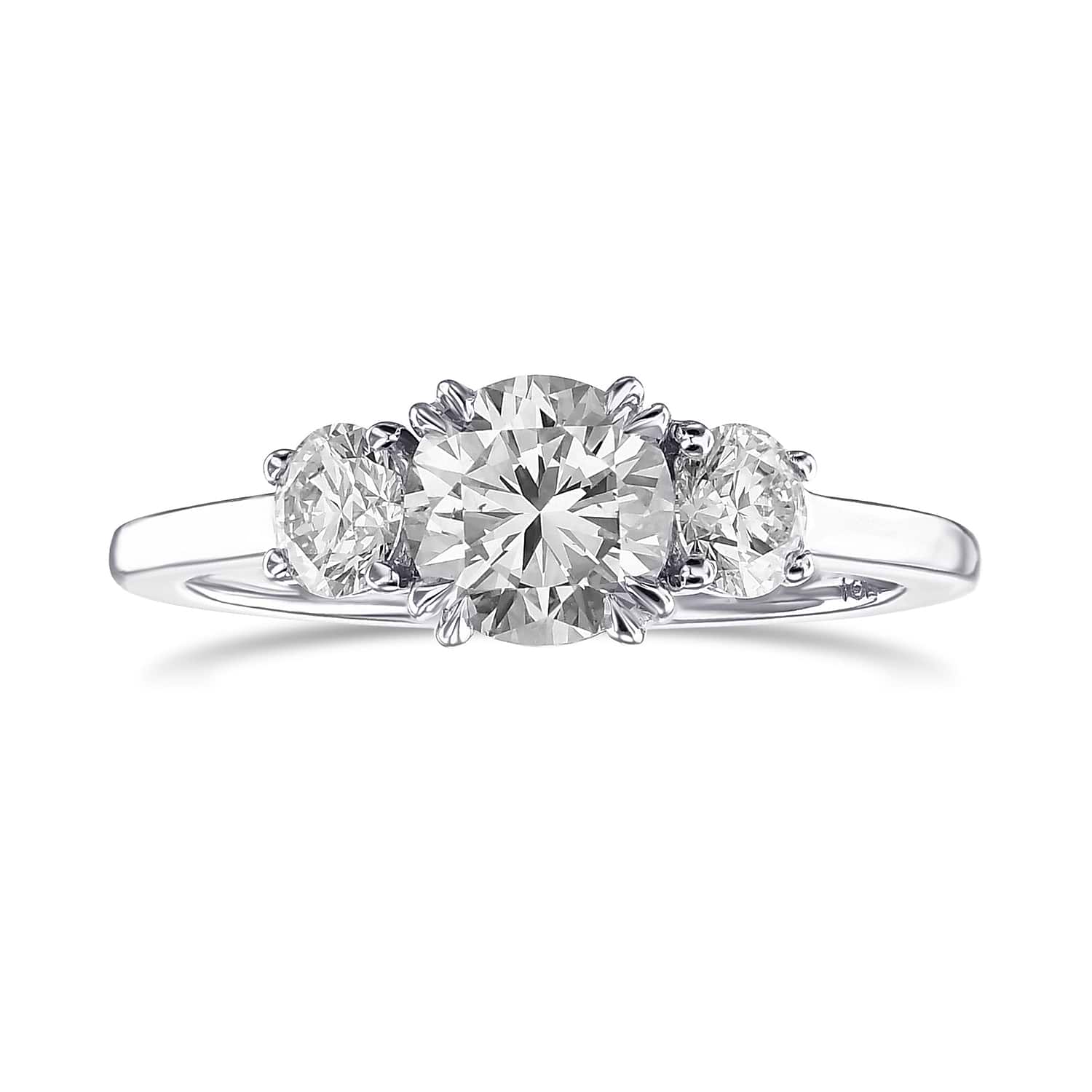 Round White Diamond Three-stone Engagement Ring