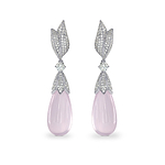 Rose Quartz and  Diamond Drop Earrings
