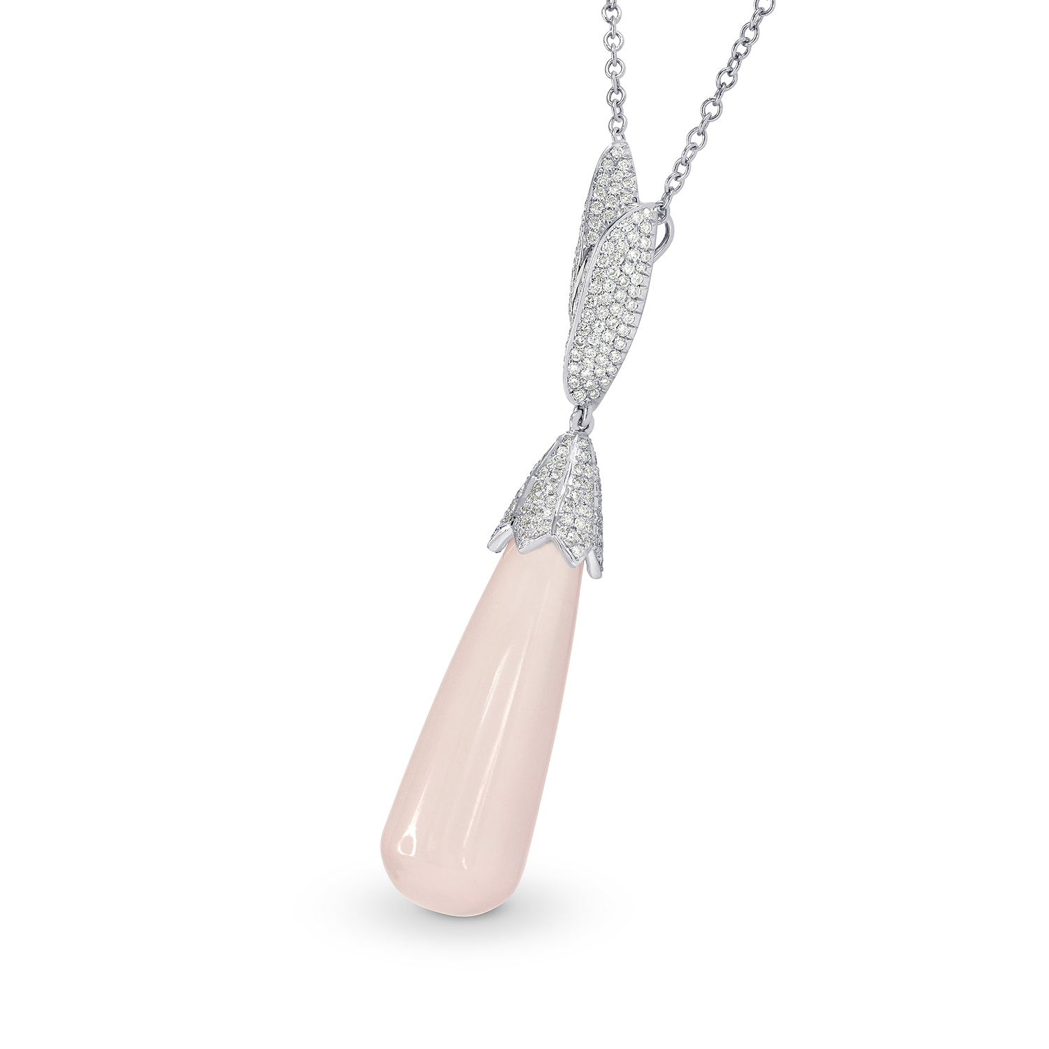 Rose Quartz and Diamond Drop Pendant